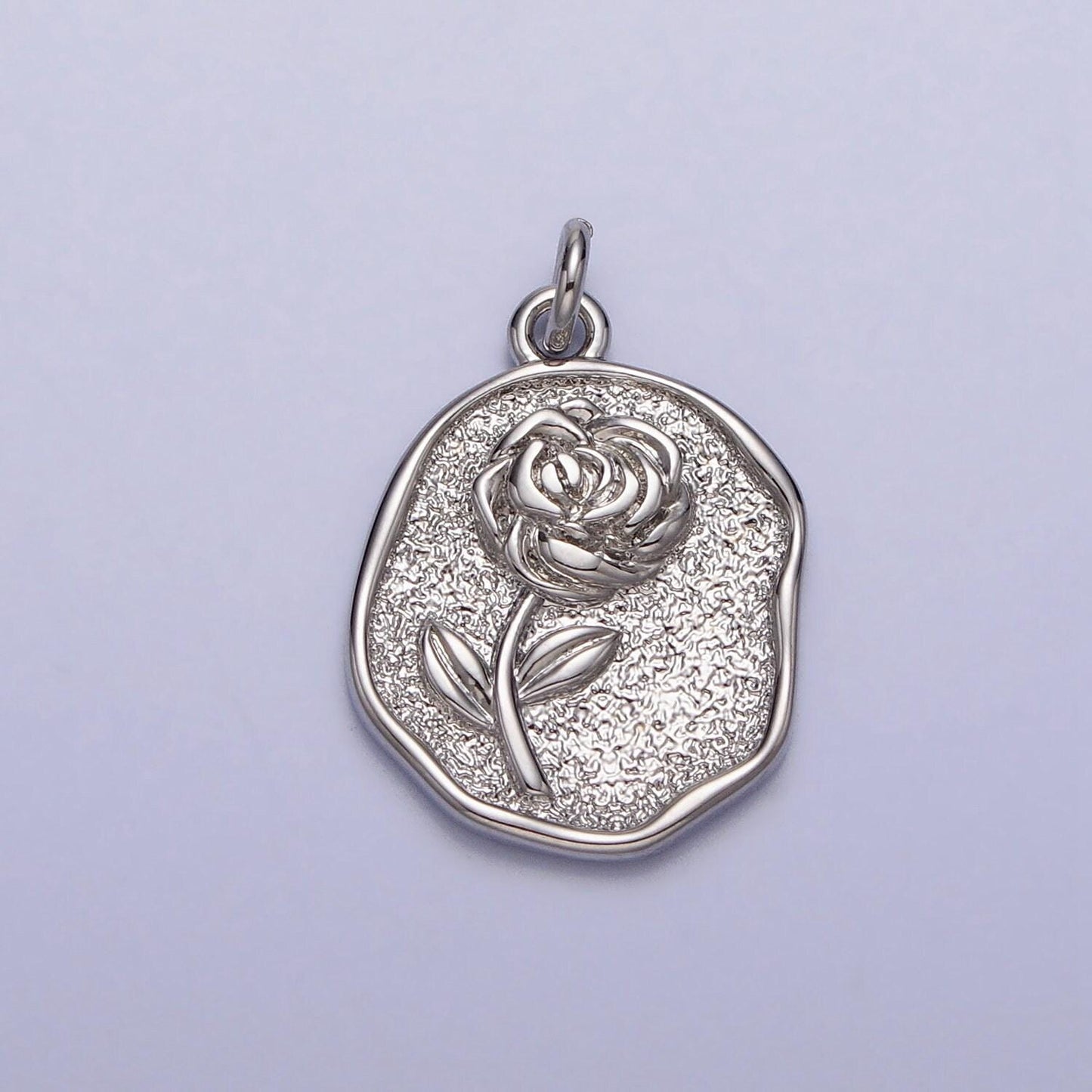 Dainty gold rose charm flower rustic coin frame shape pendant floral charm for necklace bracelet component ac-009