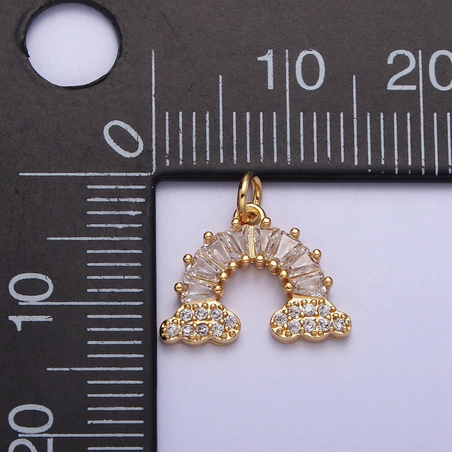 Gold filled rainbow cloud charm clear baguette rainbow charm for jewelry making supplies bracelet necklace earring supply celestial jewelry
