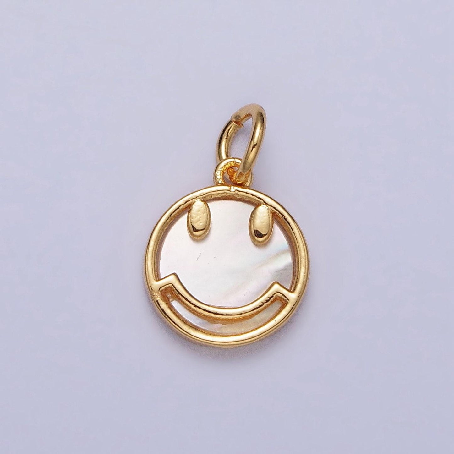 Mini 24k gold filled happy face shell pearl emoticon face pendant for y2k jewelry inspired making | ac250
