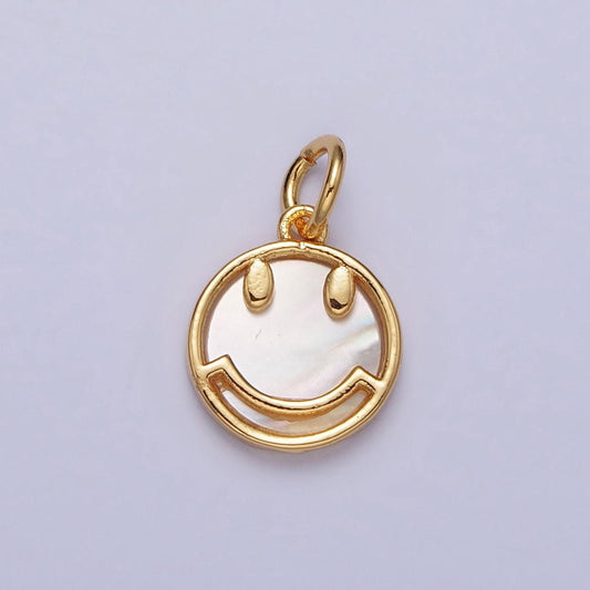 Mini 24k gold filled happy face shell pearl emoticon face pendant for y2k jewelry inspired making | ac250