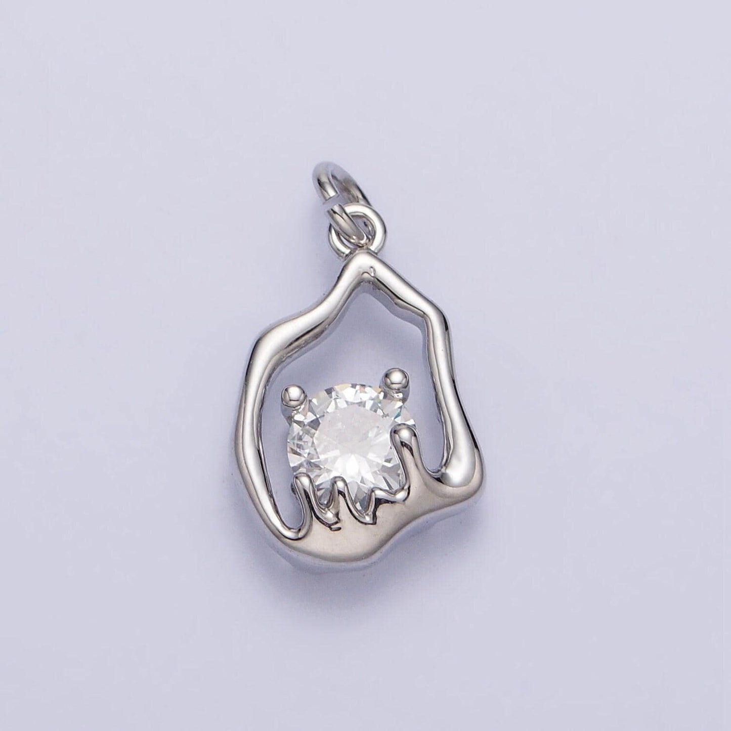 Mini abstract gold charm with clear cz stone for bracelet necklace earring component ac243