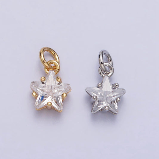 Mini gold star charm cubic star charm celestial pendant dangle charms for bracelet necklace earring supply component ac237