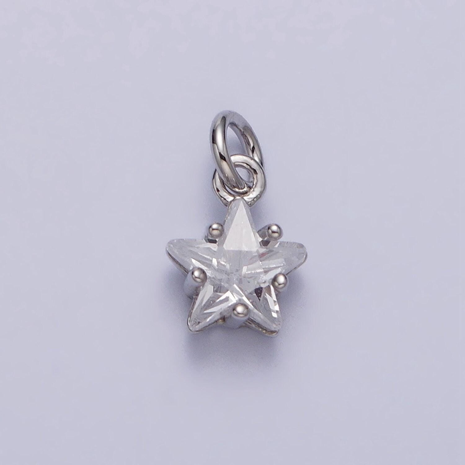 Mini gold star charm cubic star charm celestial pendant dangle charms for bracelet necklace earring supply component ac237