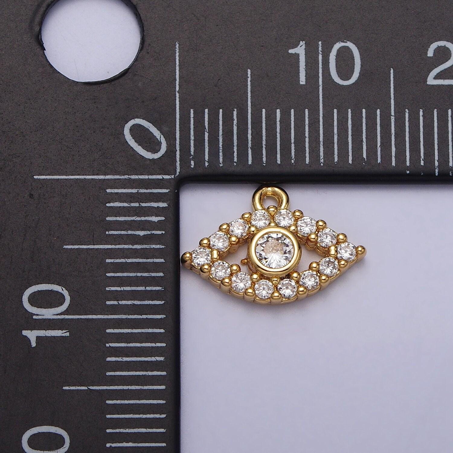 Tiny gold evil eye charm micro pave eye charm cubic evil eye pendant for bracelet necklace earring component ac-219