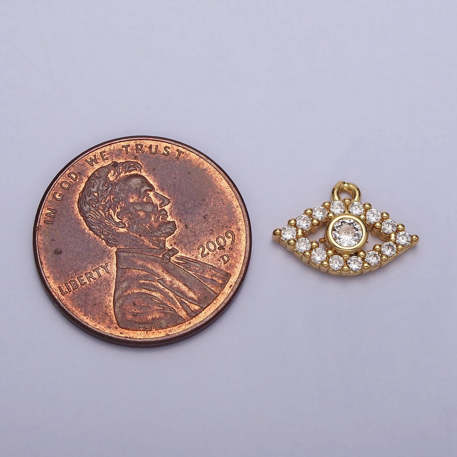 Tiny gold evil eye charm micro pave eye charm cubic evil eye pendant for bracelet necklace earring component ac-219