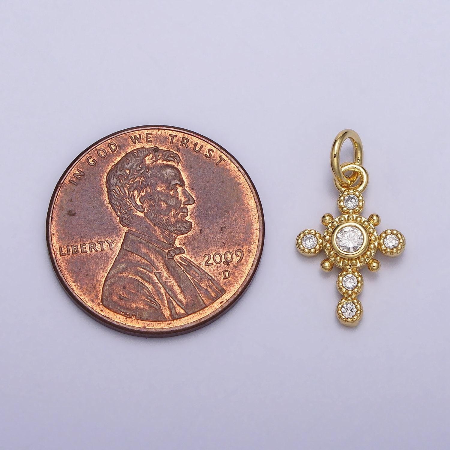 Mini gold cross charm tiny religious pendant ac-214