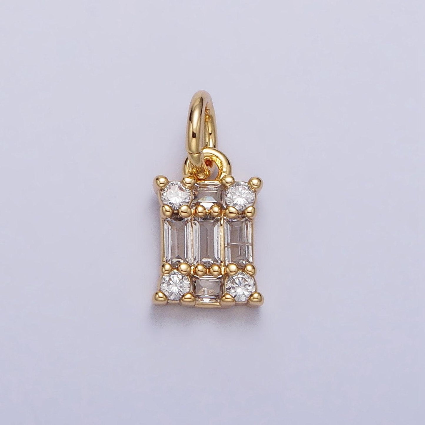 Tiny 13.1x6.3mm clear baguette cz square gold tiny small pendant charm necklace bracelet earring finding | ac209 ac210