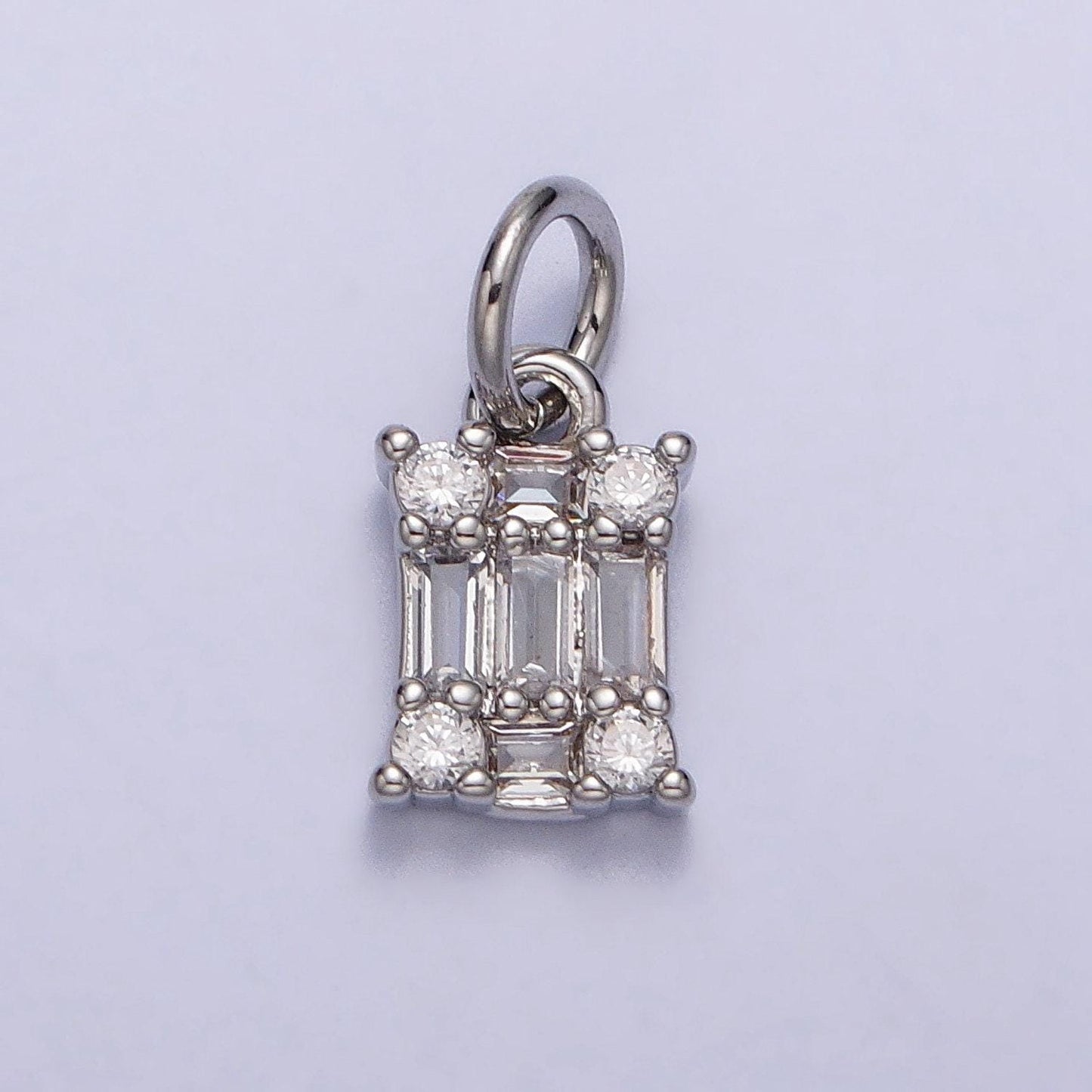 Tiny 13.1x6.3mm clear baguette cz square gold tiny small pendant charm necklace bracelet earring finding | ac209 ac210