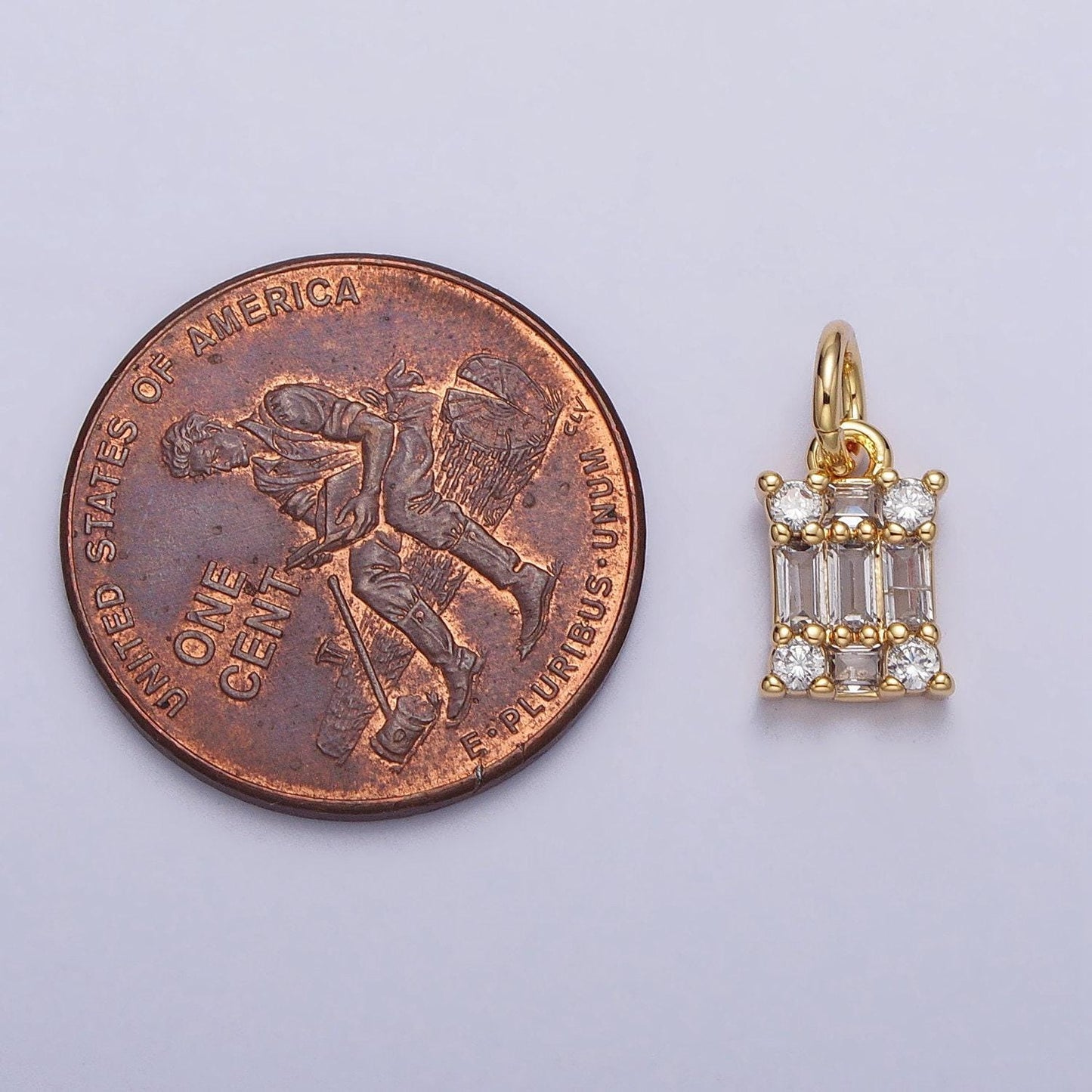 Tiny 13.1x6.3mm clear baguette cz square gold tiny small pendant charm necklace bracelet earring finding | ac209 ac210
