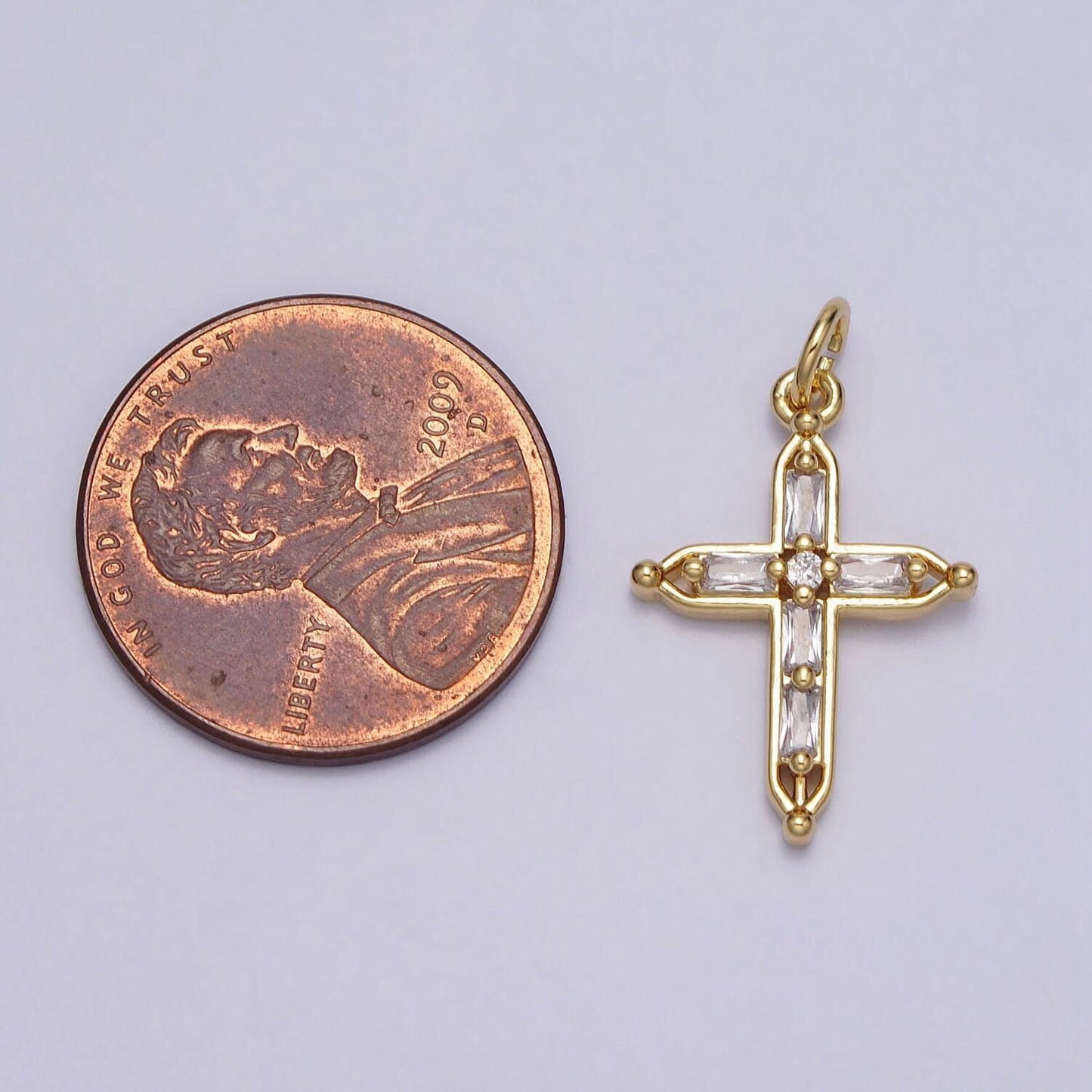 Dainty cross pendant , cz gold cross charm add on cubic zirconia for rosary religious necklace earring ac-207