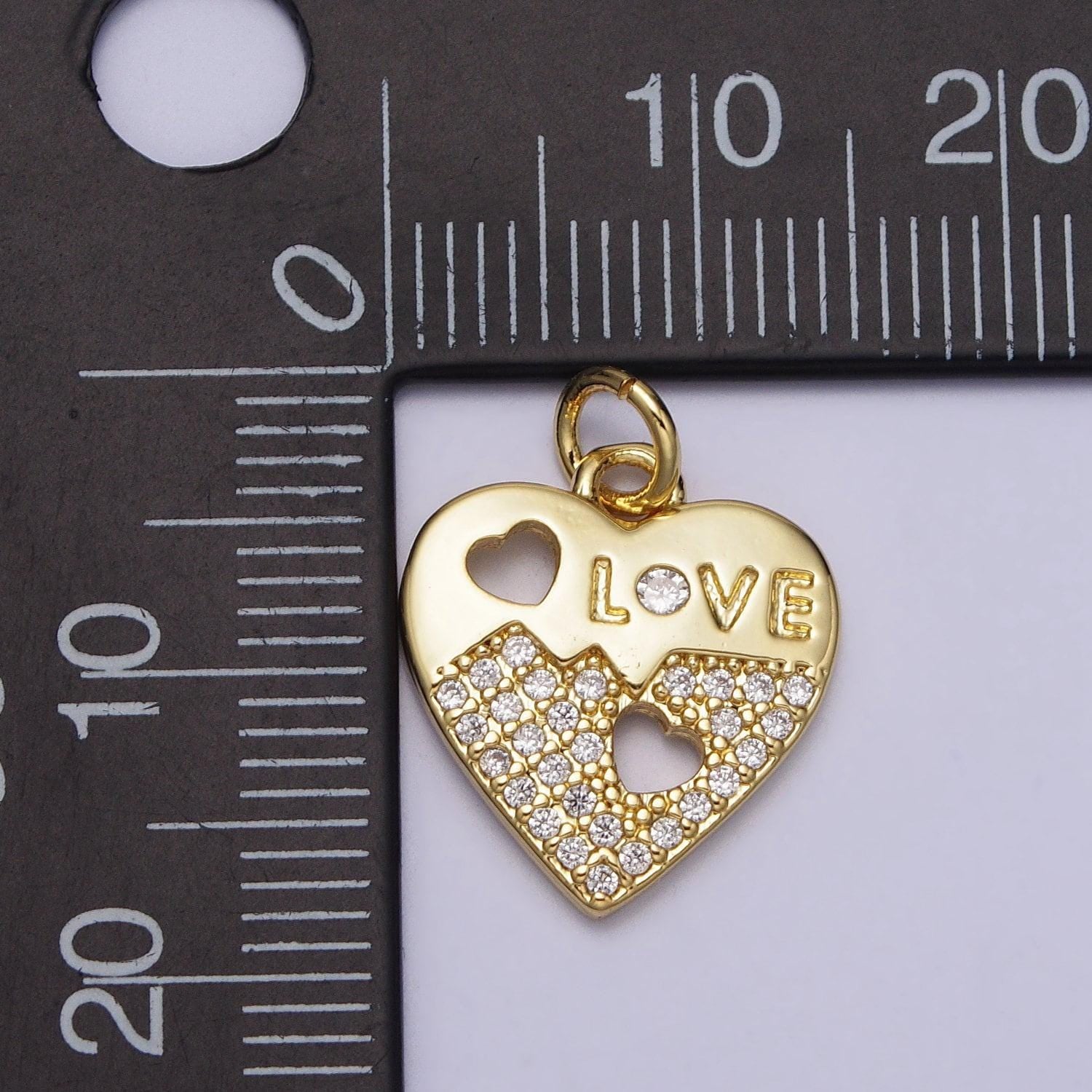 Mini heart charm with cz love pendant lead nickel free 24k gold plated brass cubic zirconia valentine necklace bracelet jewelry making ac203