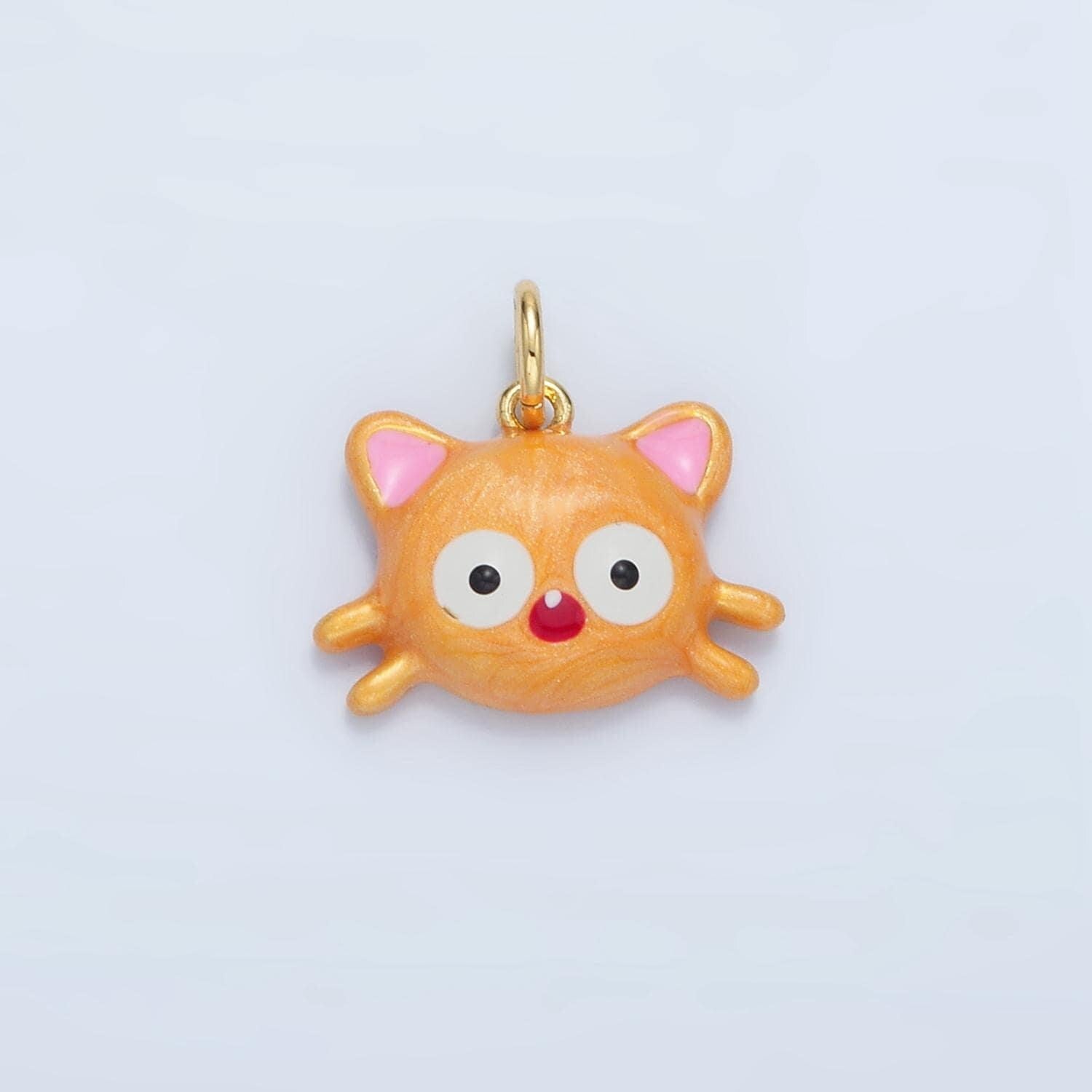 Kawaii enamel cat charm green cartoon animal pendant for kids jewelry making bracelet earring necklace component ac179