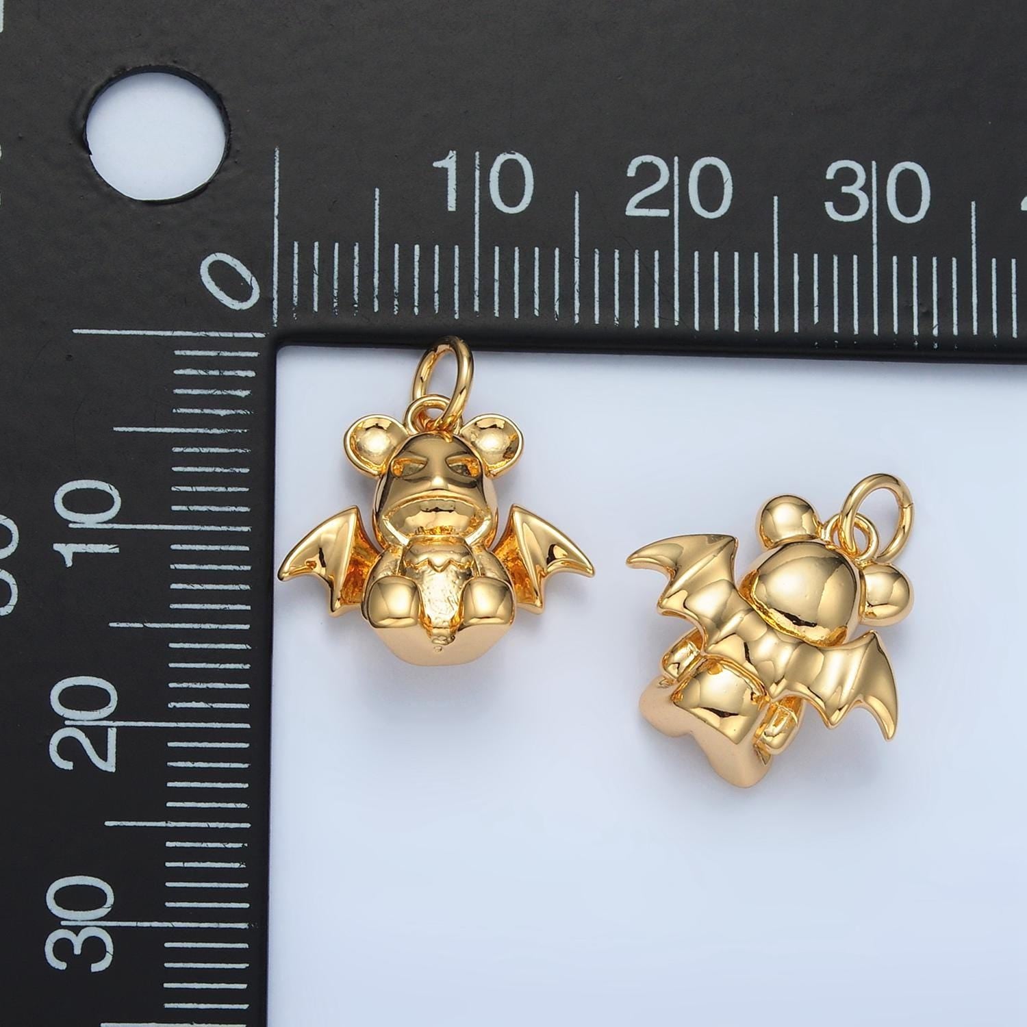 14k gold filled bear bat animal charm | ac-175