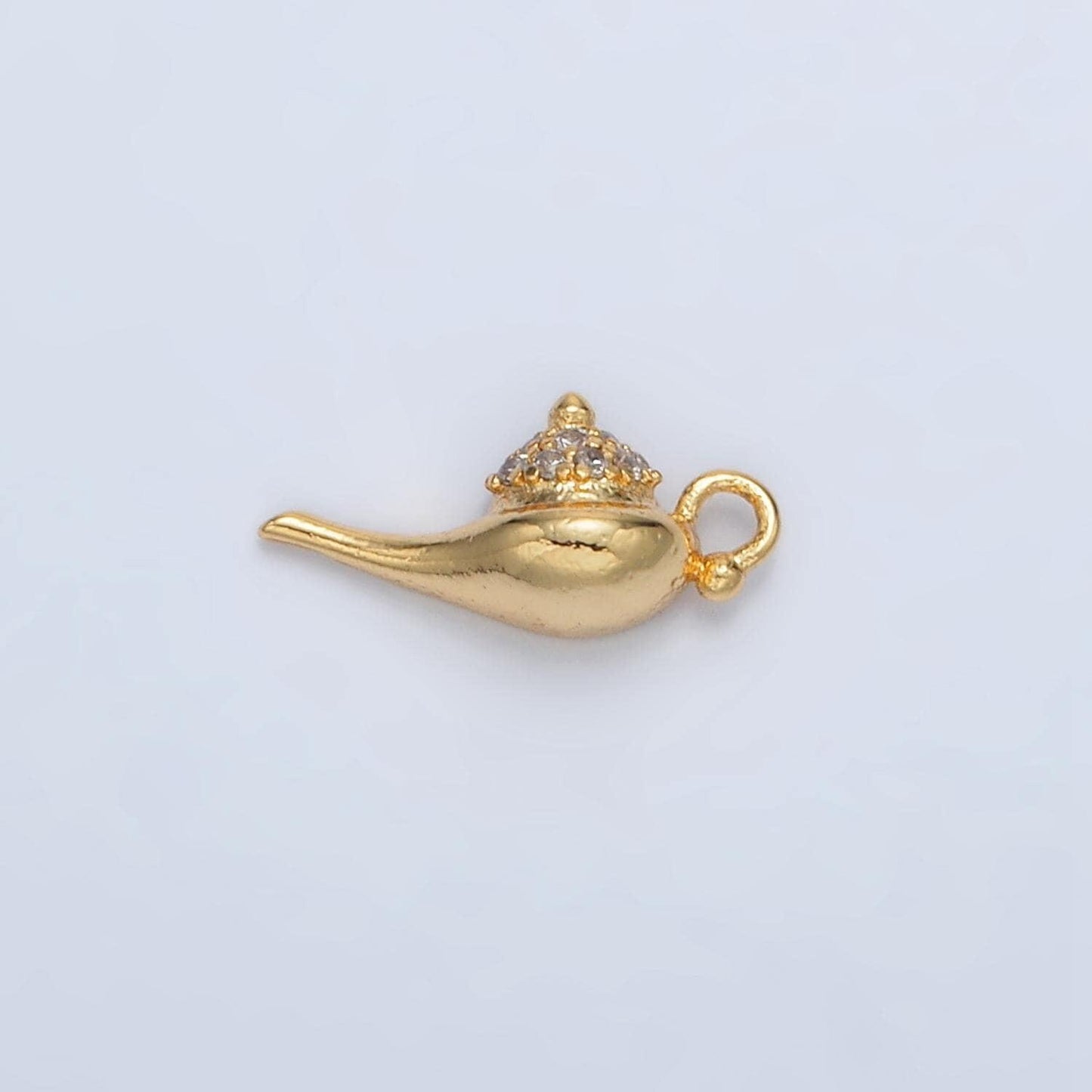 Mini 24k gold filled magical genie lamp cz micro paved charm | ac-163