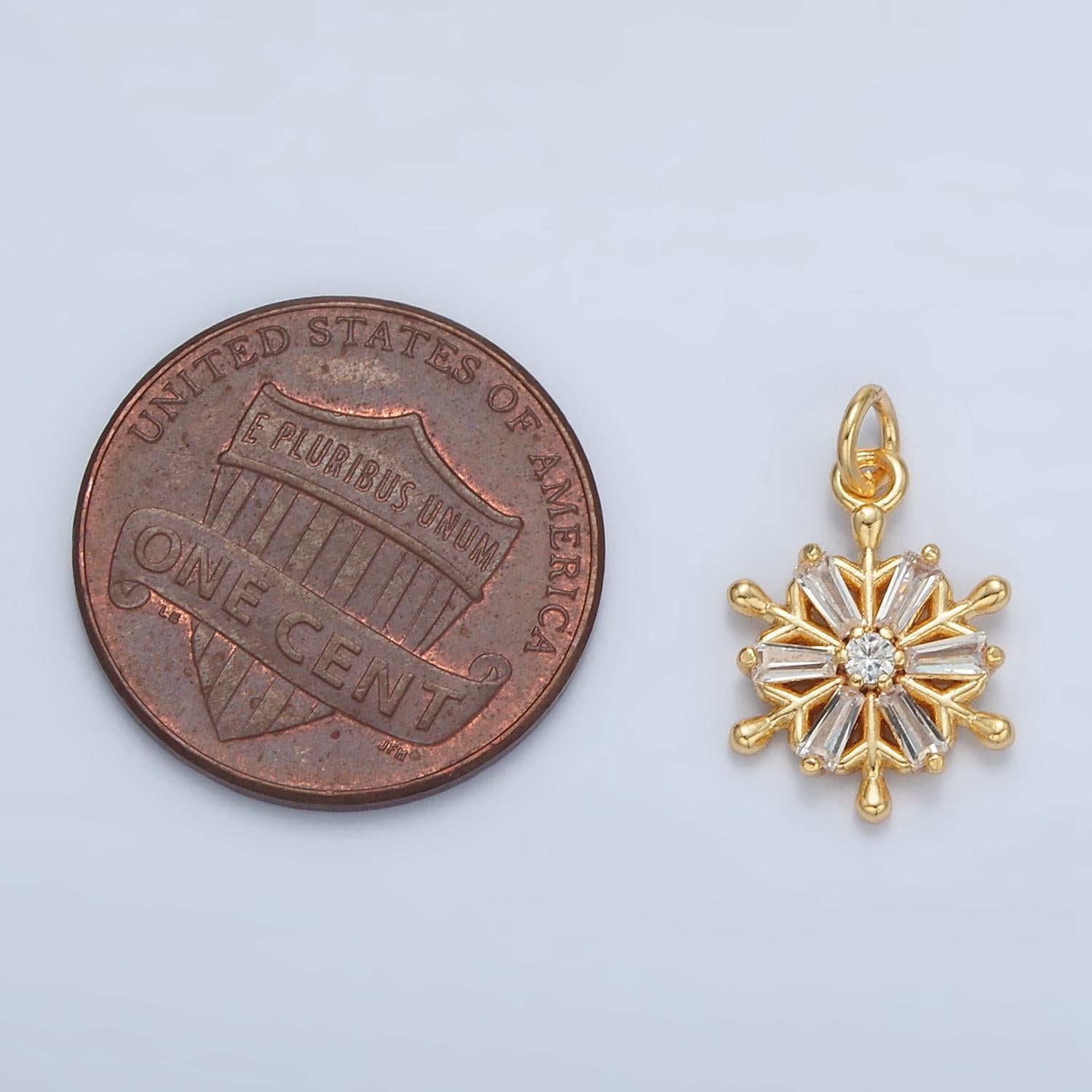 Mini gold snow charm tiny snow flake charm winter charms 24k gold filled findings ac148