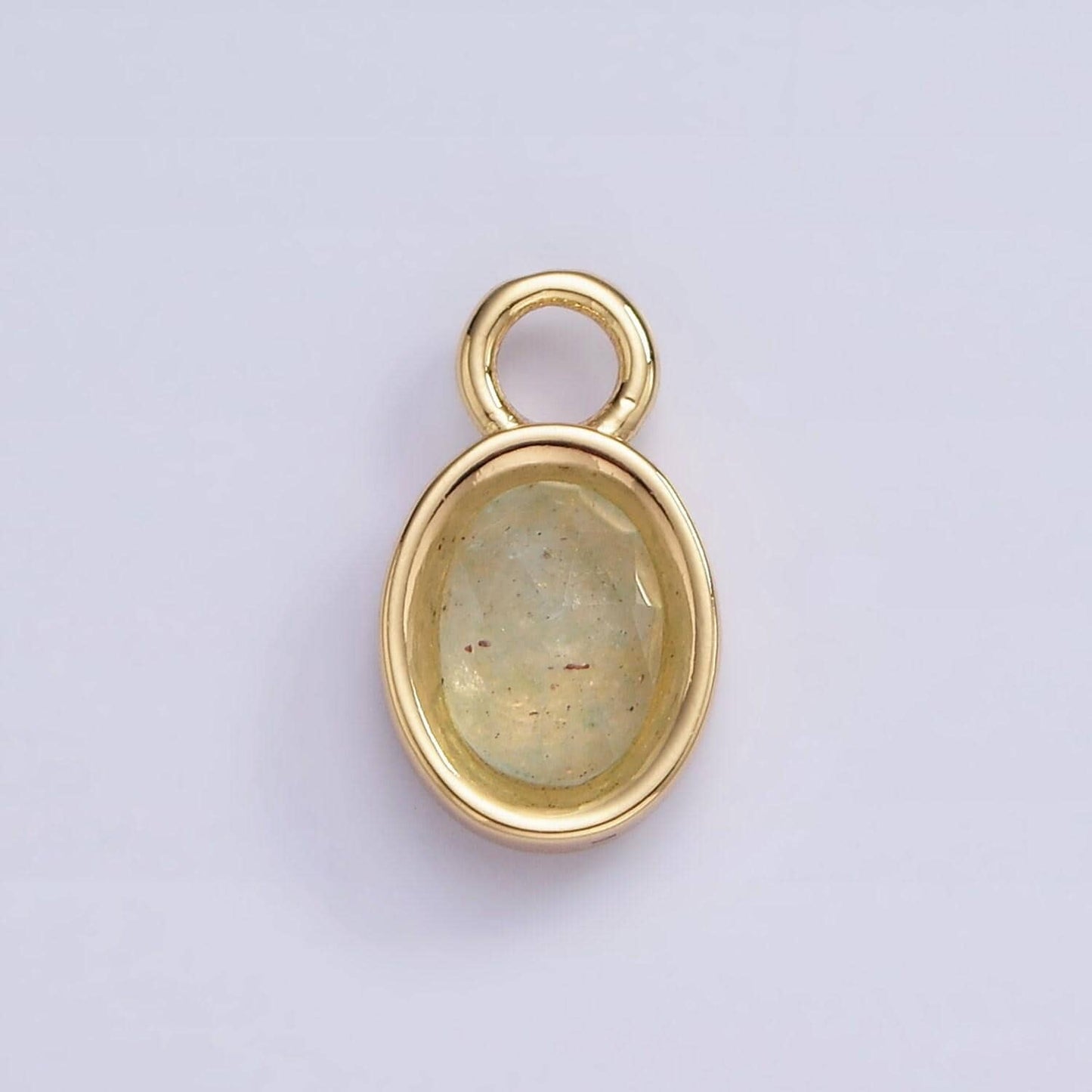 16k gold filled oval multifaceted natural gemstone personalized add-on charm birthstone charm earring bracelet supply | ac1479 - ac1491