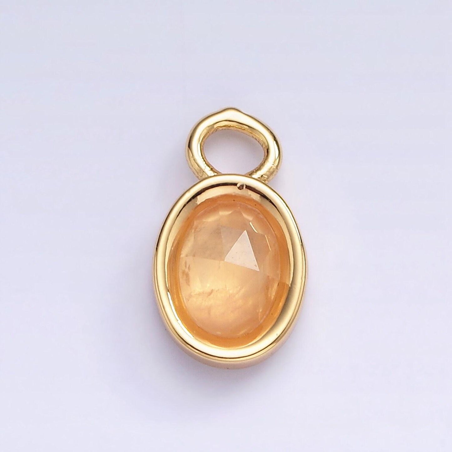 16k gold filled oval multifaceted natural gemstone personalized add-on charm birthstone charm earring bracelet supply | ac1479 - ac1491