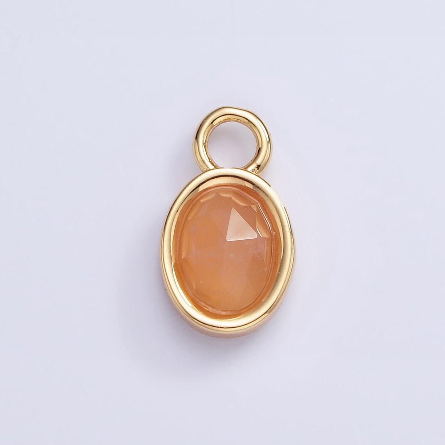 16k gold filled oval multifaceted natural gemstone personalized add-on charm birthstone charm earring bracelet supply | ac1479 - ac1491
