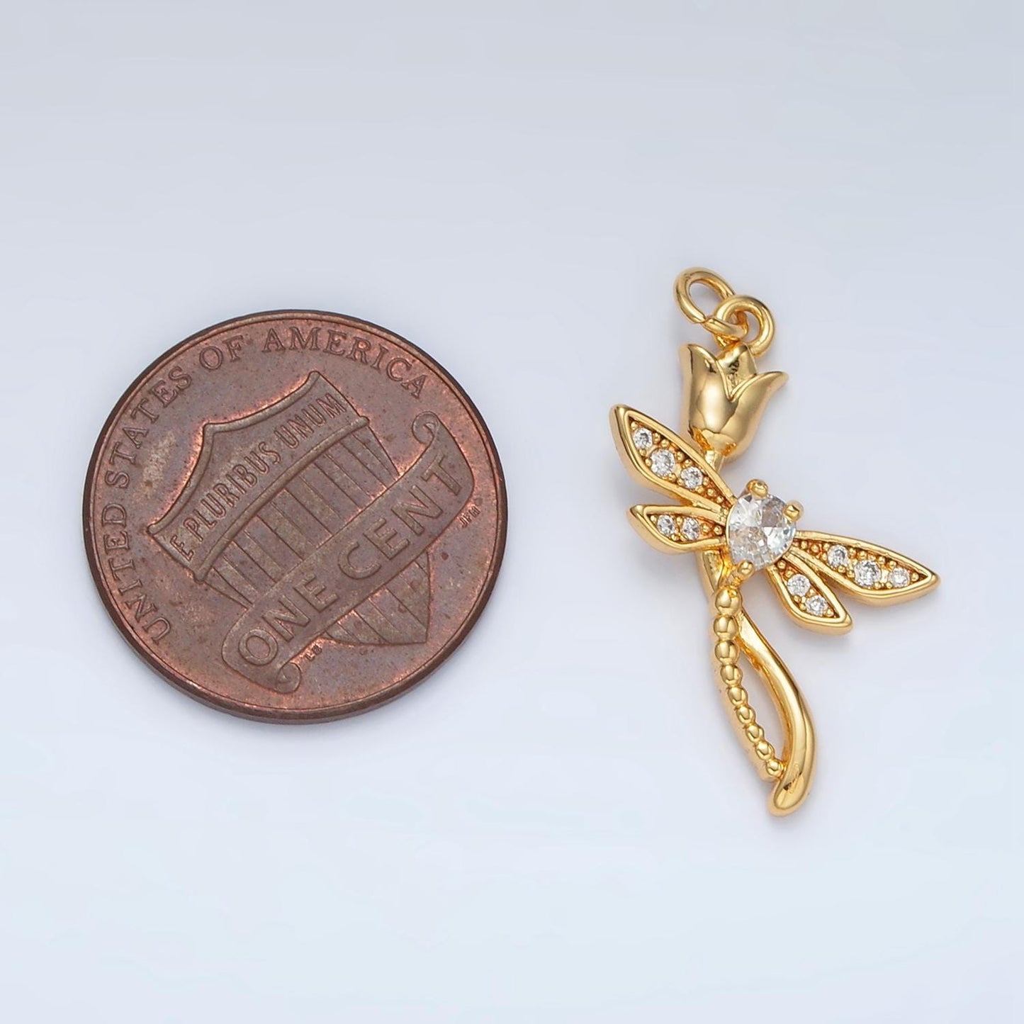 Mini gold rose charms 24k gold filled flower pendant cz dragonfly charm bracelet necklace for diy jewelry making supply ac145