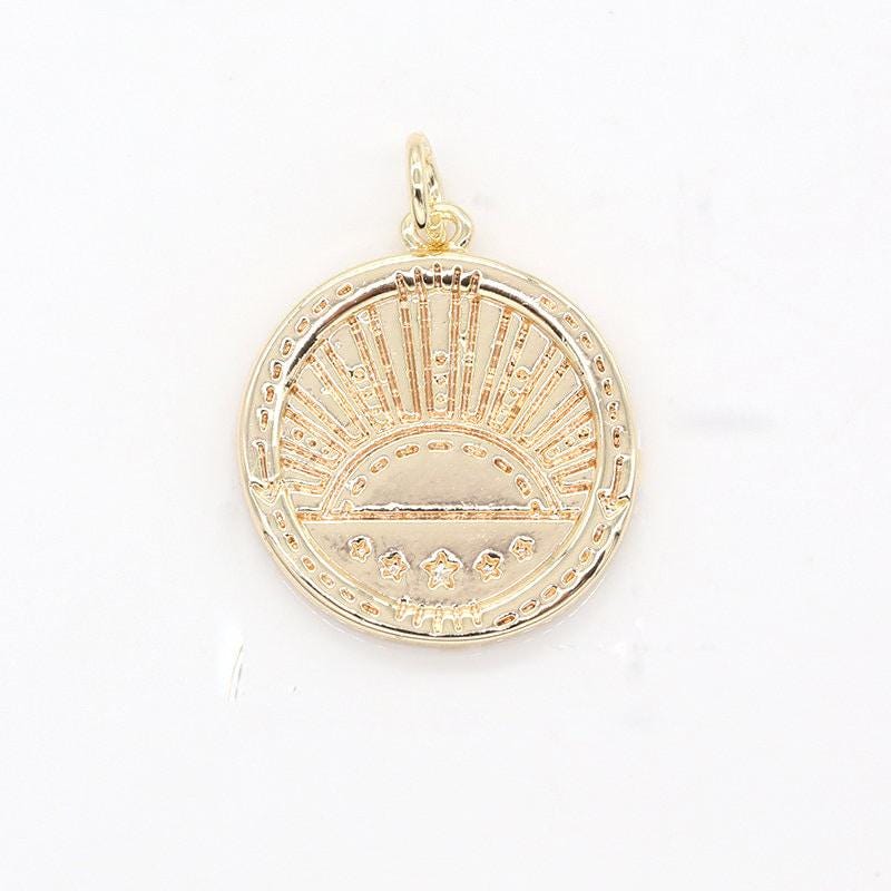 Gold rustic sun rise charm good morning sunshine celestiial charm for jewelry making, ac1446