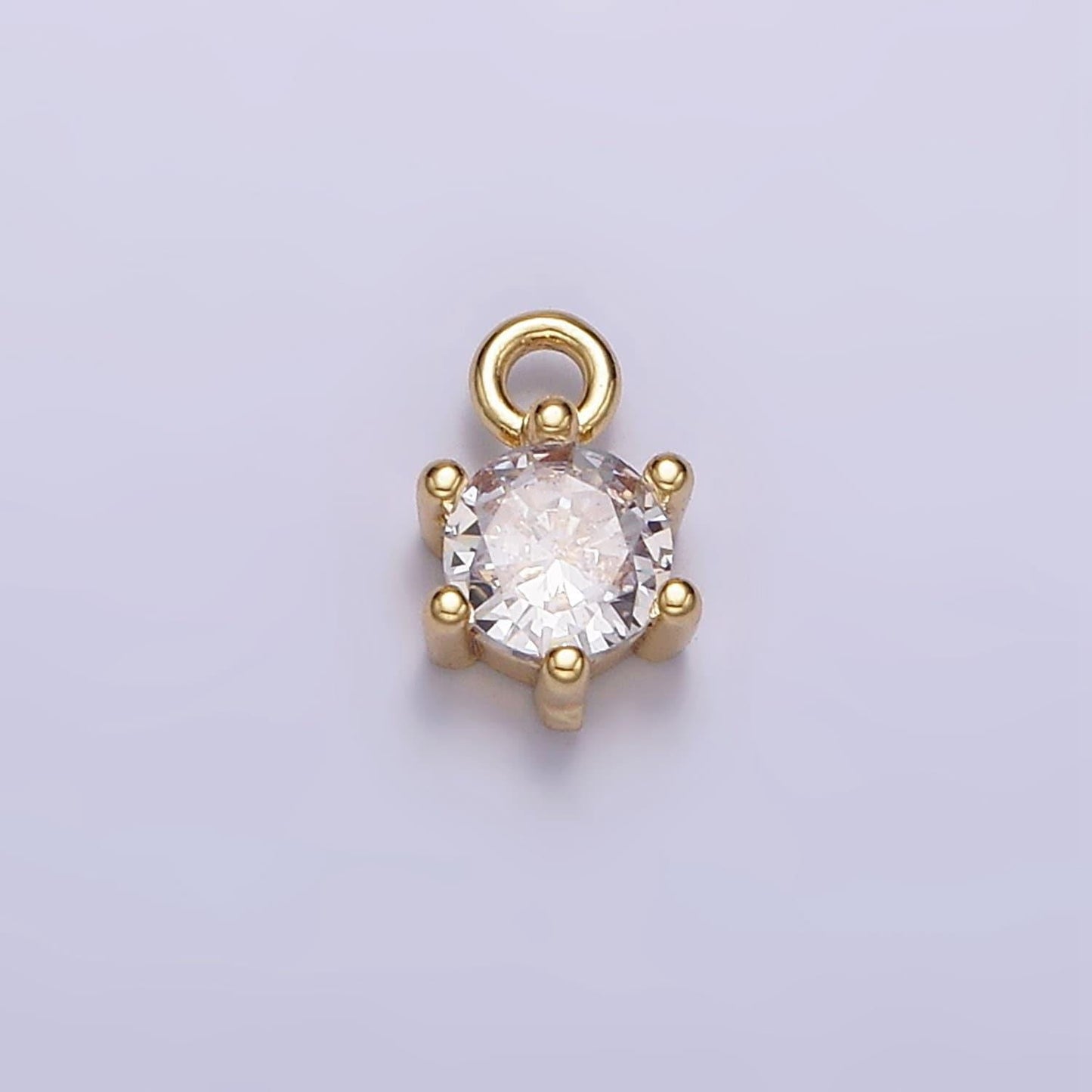 16k gold filled 5.5mm round clear cz minimalist add-on charm | ac1431
