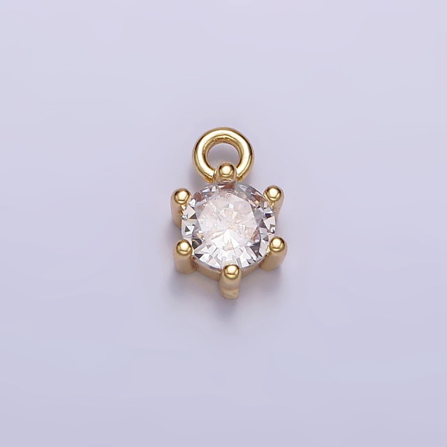 16k gold filled 5.5mm round clear cz minimalist add-on charm | ac1431