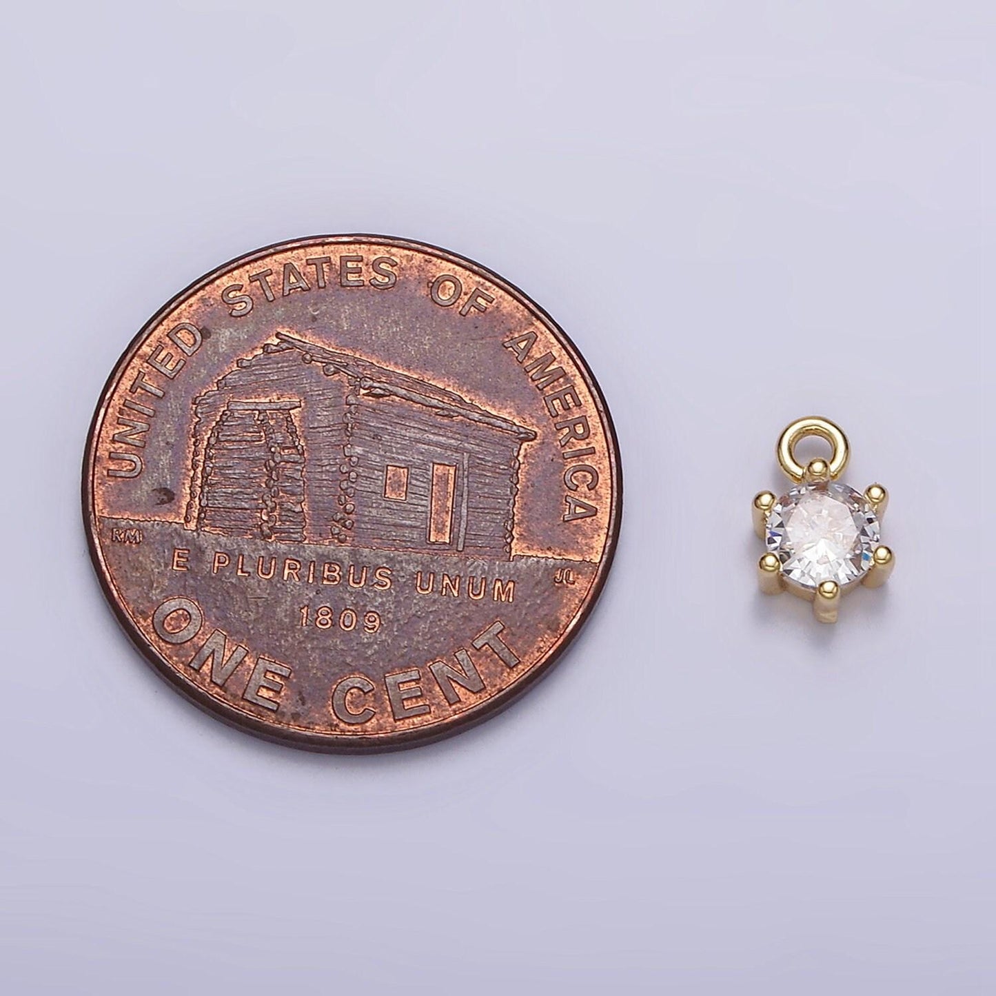 16k gold filled 5.5mm round clear cz minimalist add-on charm | ac1431