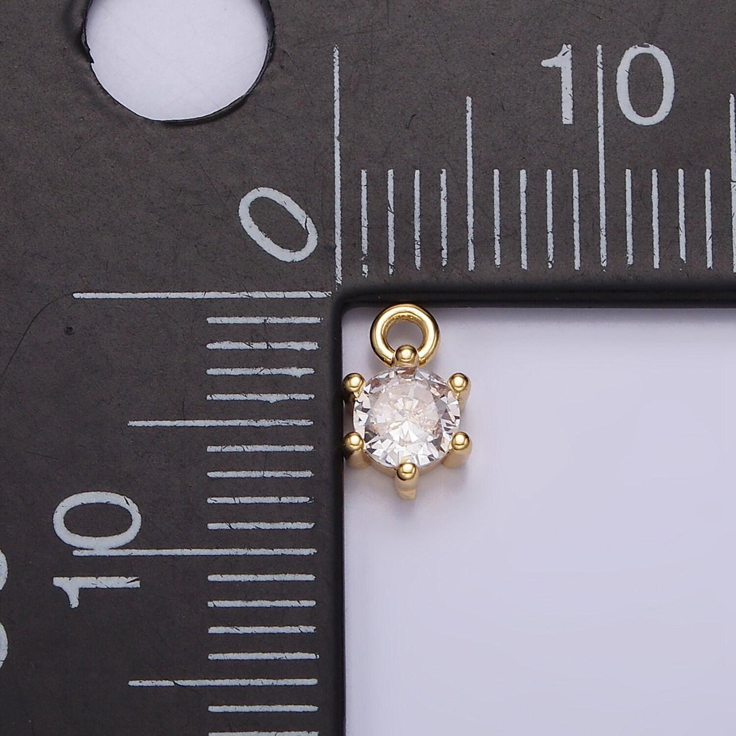 16k gold filled 5.5mm round clear cz minimalist add-on charm | ac1431