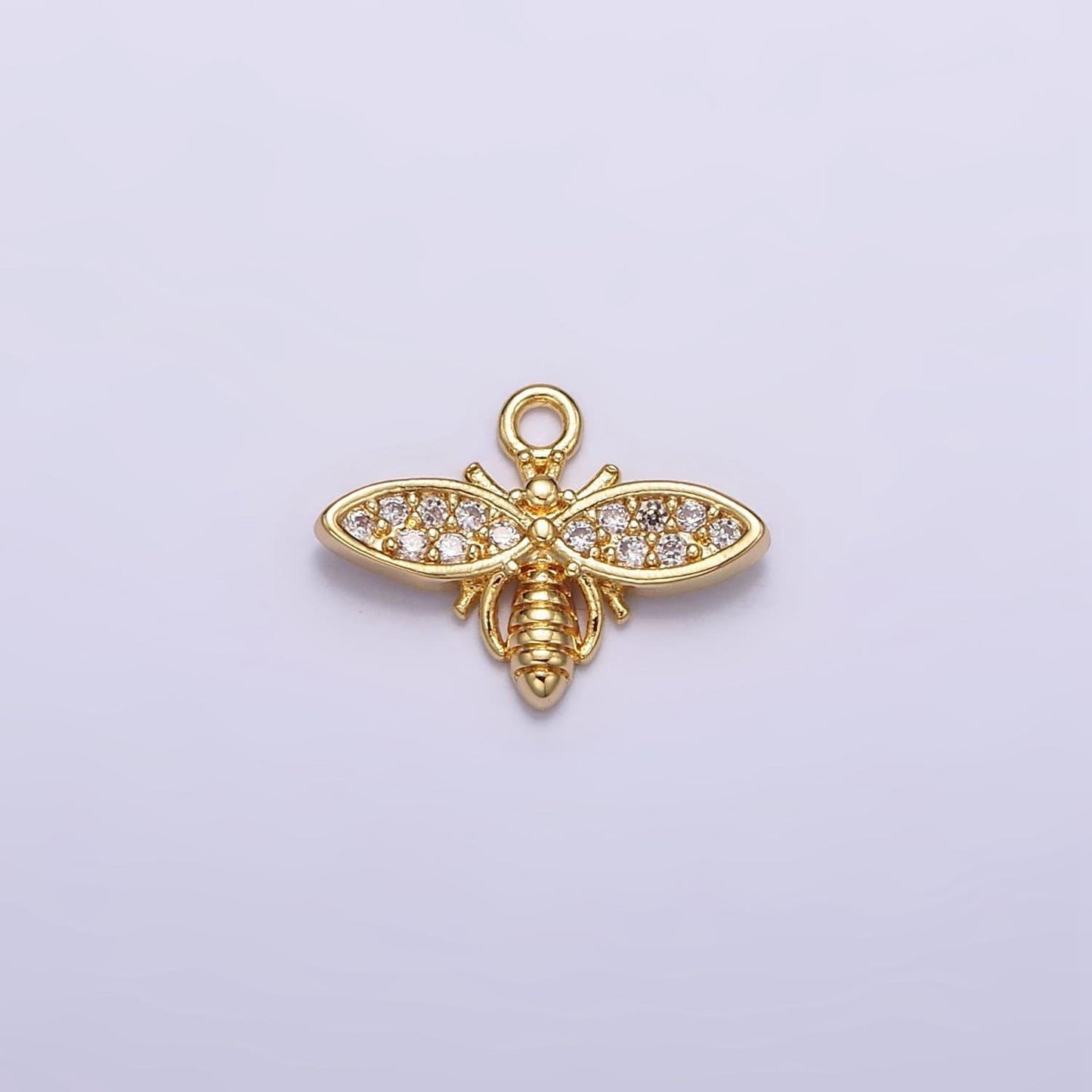 24k gold filled clear micro paved cz insect bee wasps add-on charm | ac1427