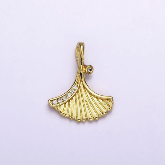 24k gold filled clam sea shell scallop micro paved cz lined charm under the water jewelry inspired | ac1426