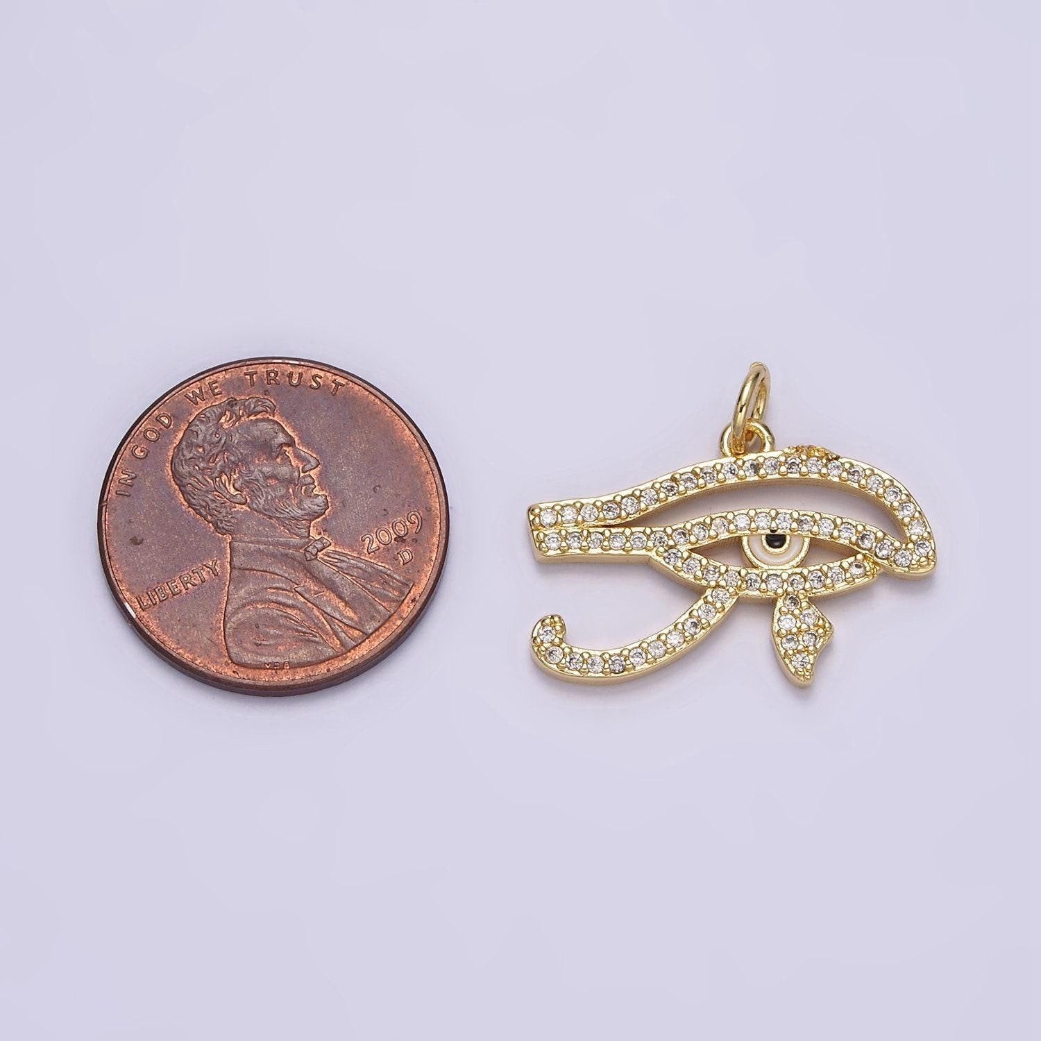 24k gold filled eye of ra charm, micro pave eye of horus pendant cubic eye pendant wholesale charm ac-1414
