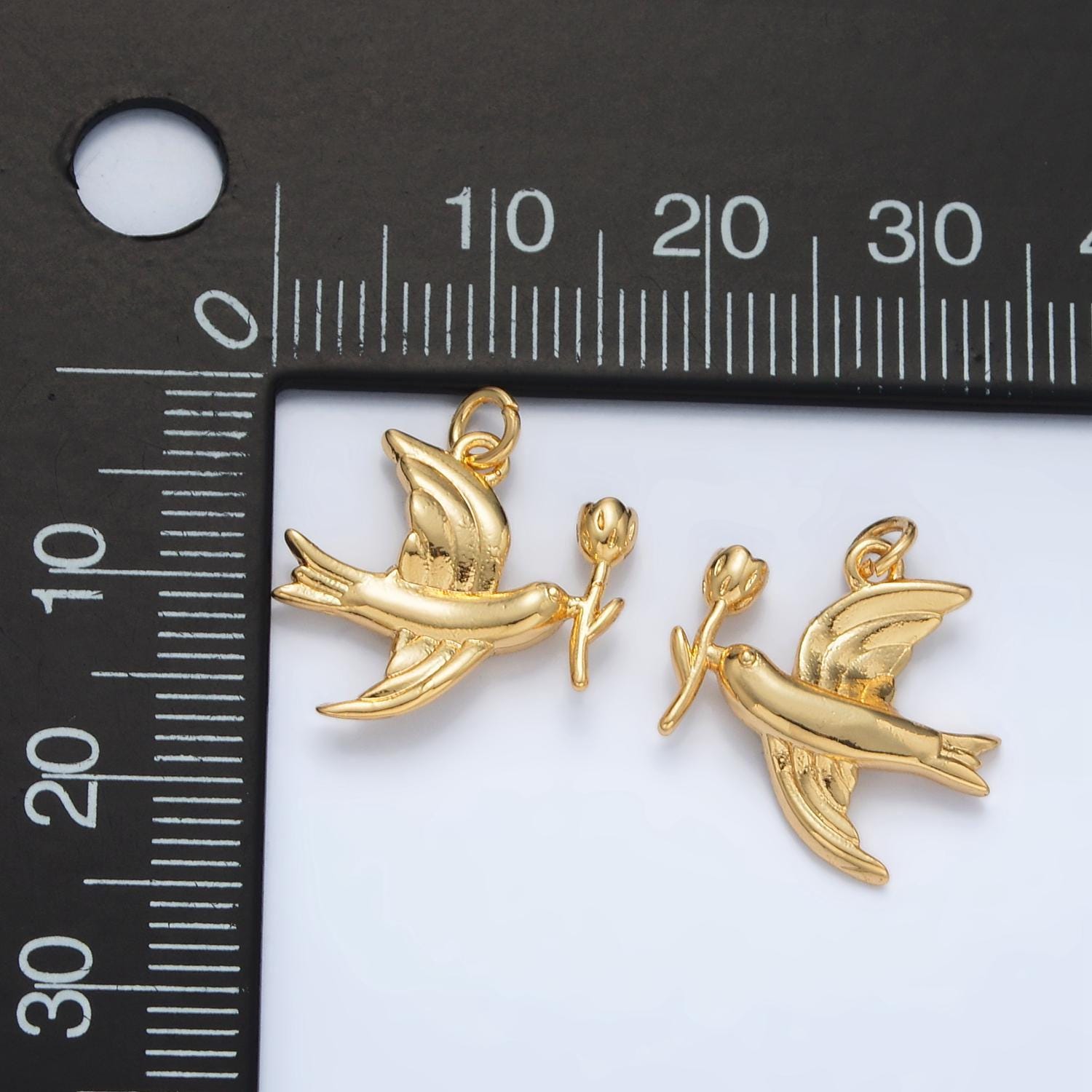 24k gold filled rose dove bird mini charm | ac-139
