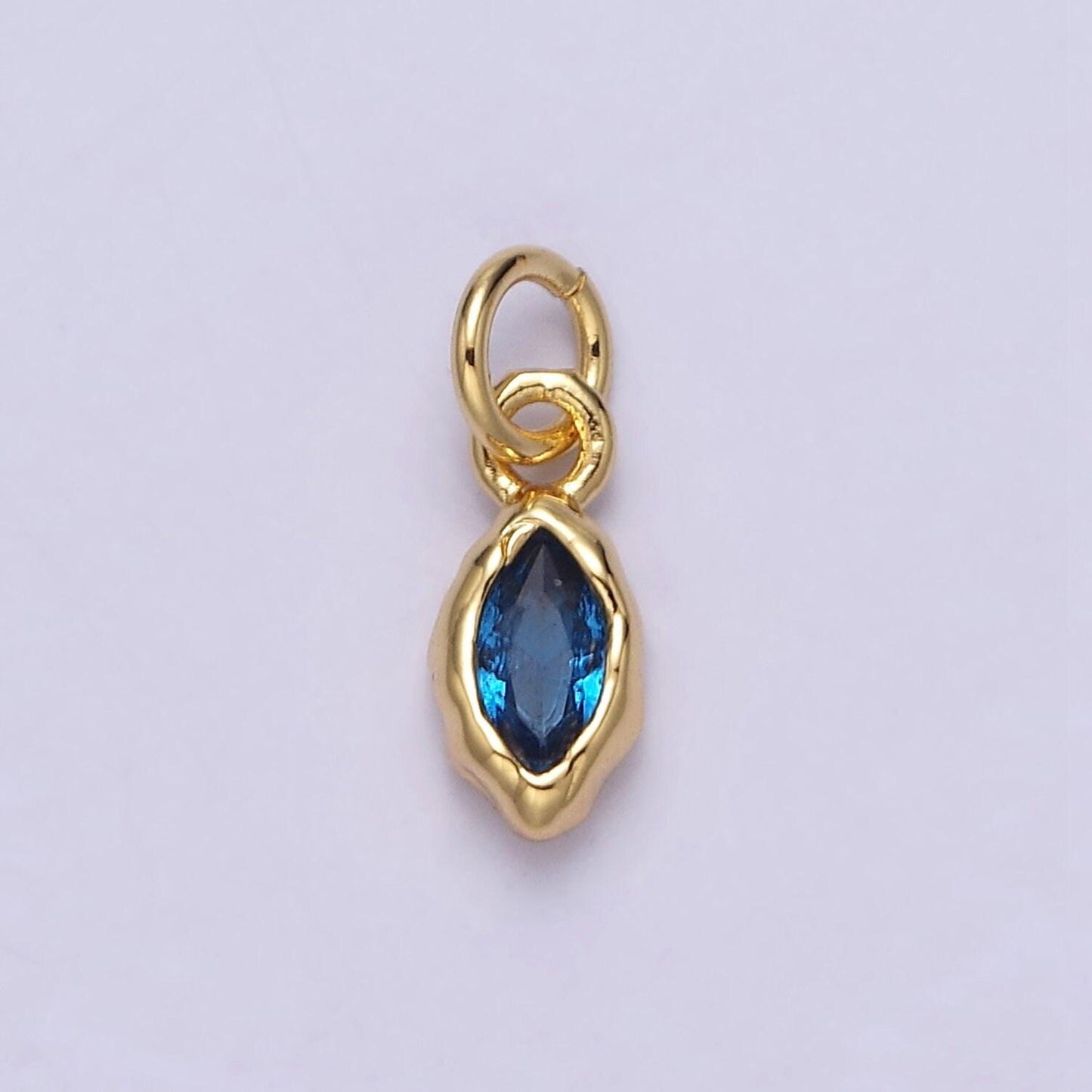 24k gold filled mini oval cz clear stone pendant, add on eye shape charm mini crystal cz birthstone for necklace bracelet supply | ac1378