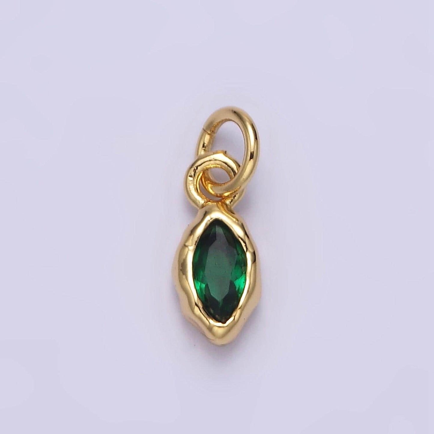24k gold filled mini oval cz clear stone pendant, add on eye shape charm mini crystal cz birthstone for necklace bracelet supply | ac1378