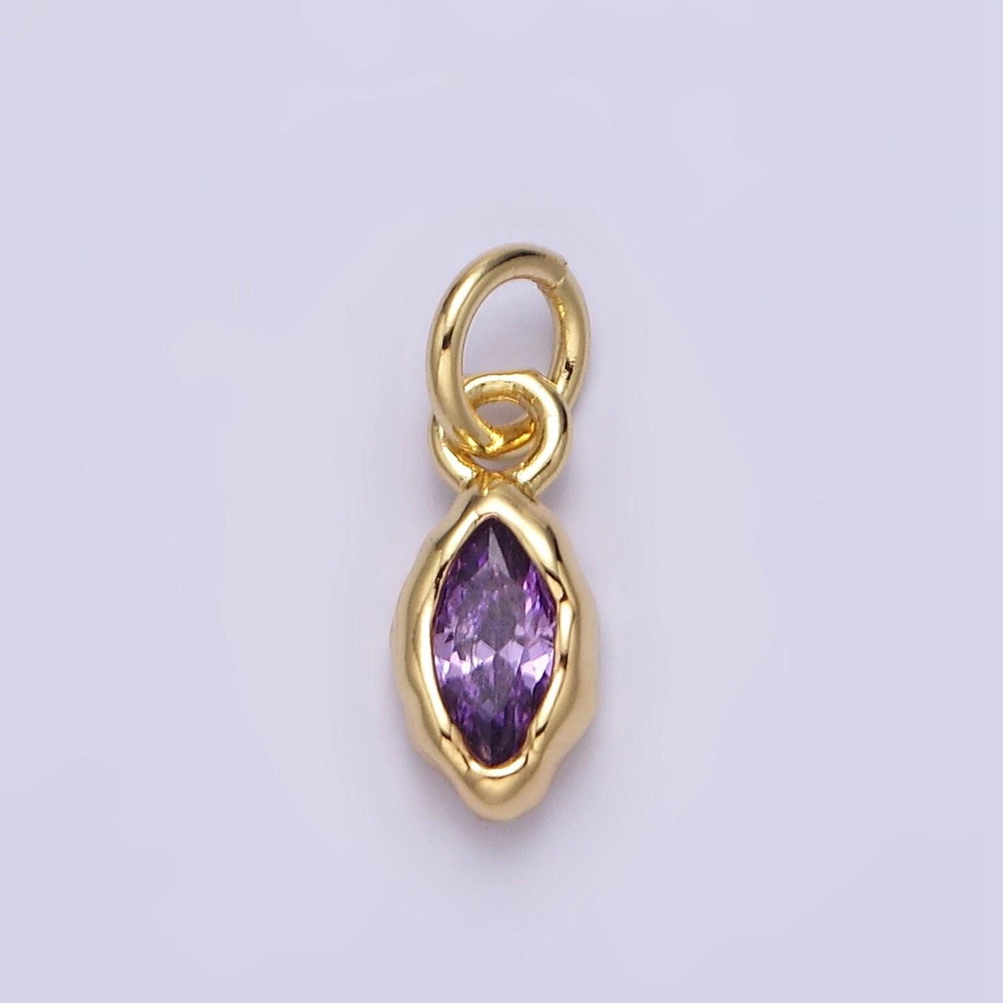 24k gold filled mini oval cz clear stone pendant, add on eye shape charm mini crystal cz birthstone for necklace bracelet supply | ac1378