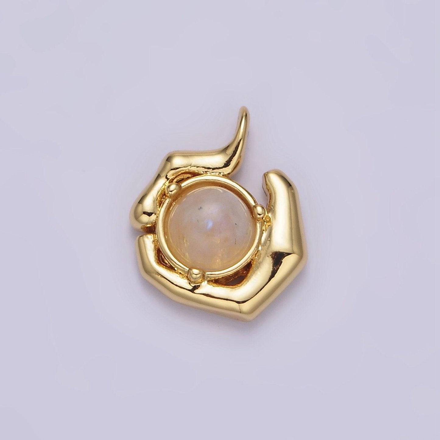 Dainty moonstone pendant 24k gold filled abstract charm for minimalist jewelry making ac-1376