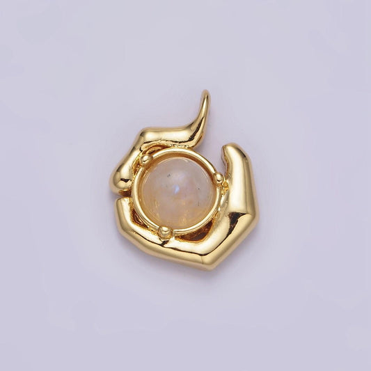 Dainty moonstone pendant 24k gold filled abstract charm for minimalist jewelry making ac-1376