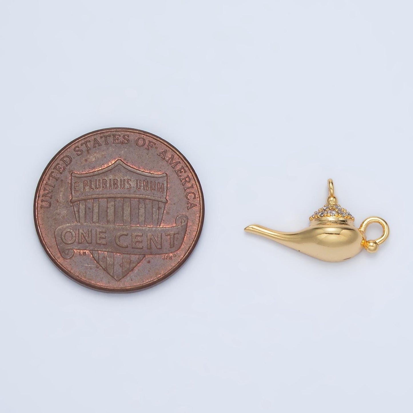 24k gold filled magical genie lamp cz micro paved charm | ac-137
