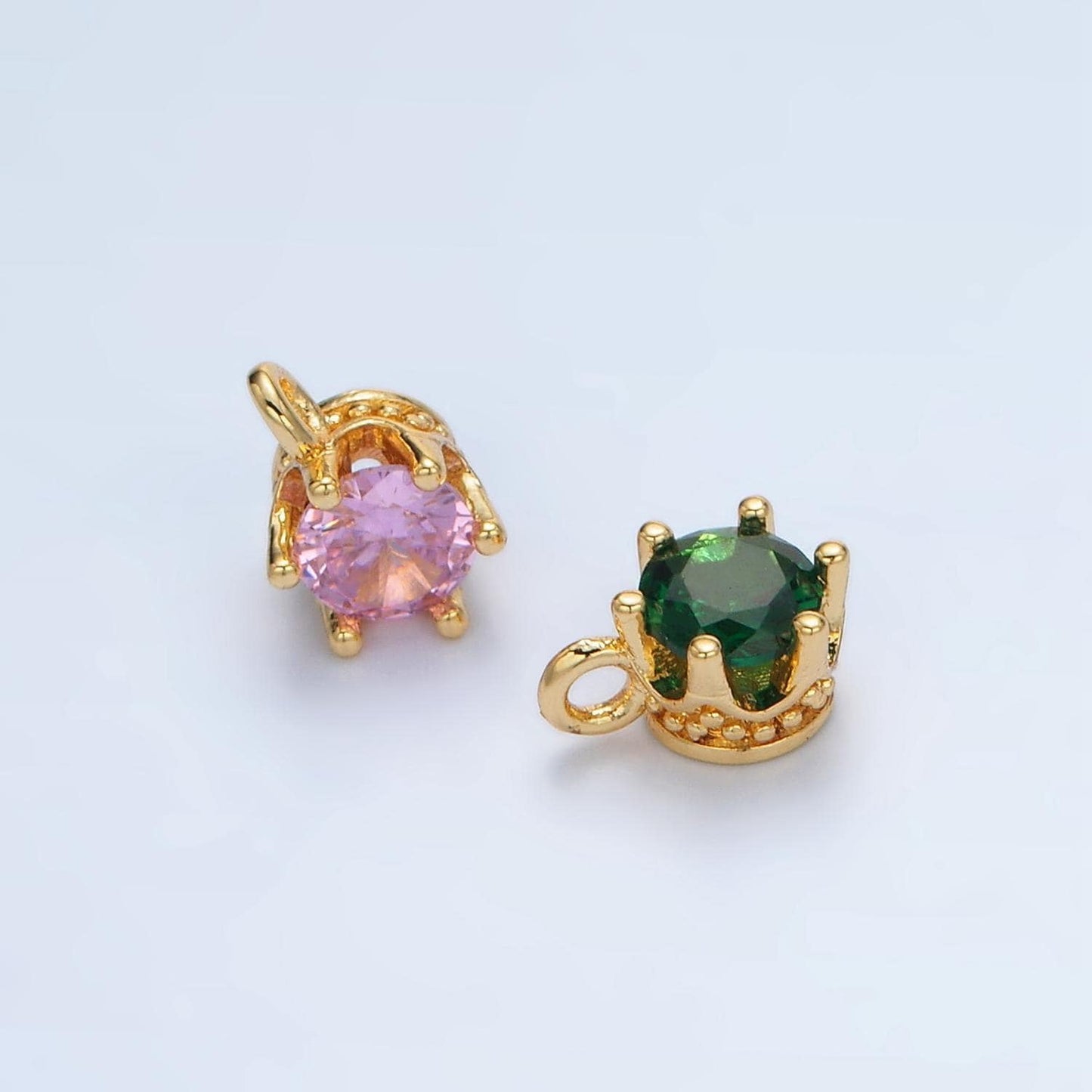 Gold filled light cz colors mini round charm | ac132-ac-135