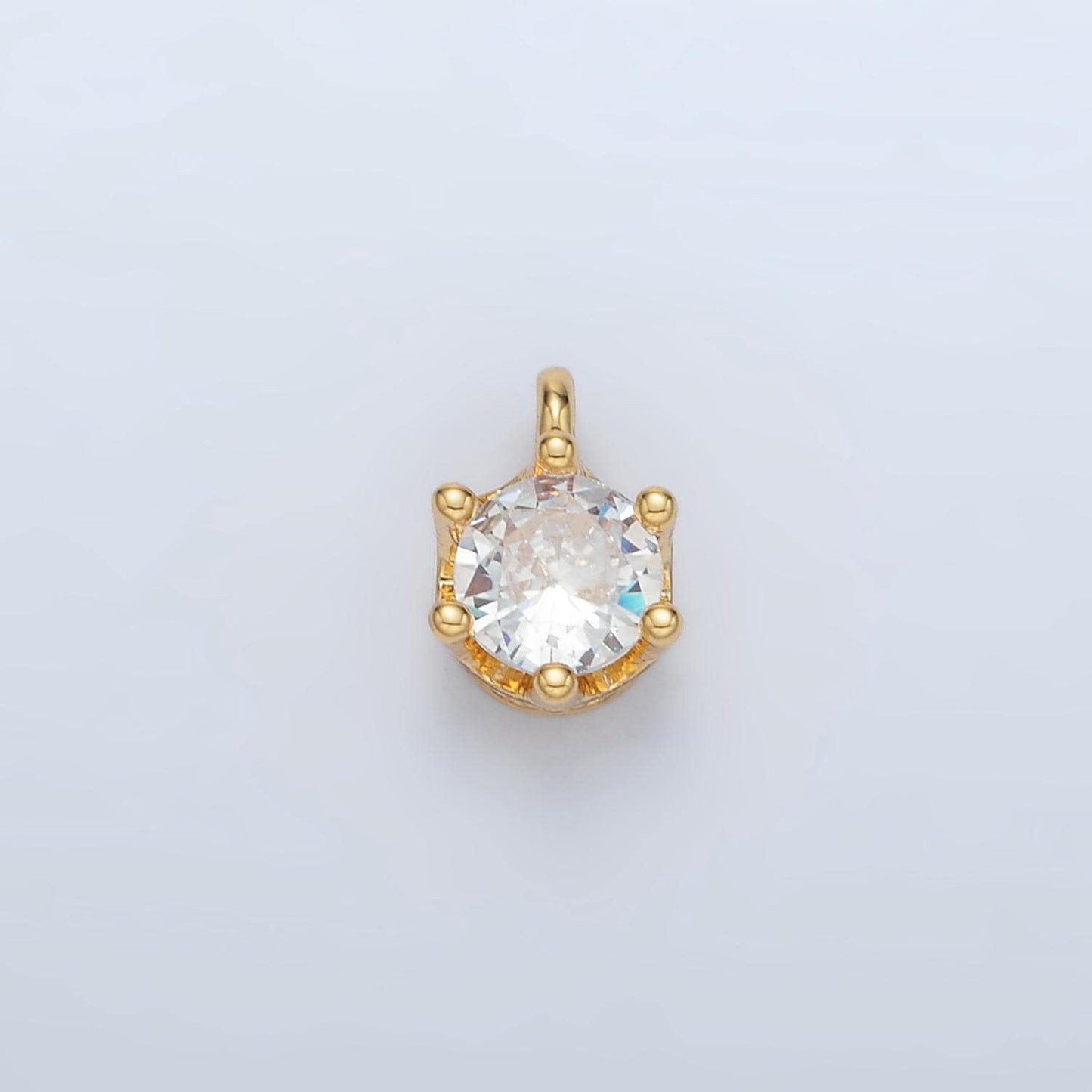 Gold filled light cz colors mini round charm | ac132-ac-135