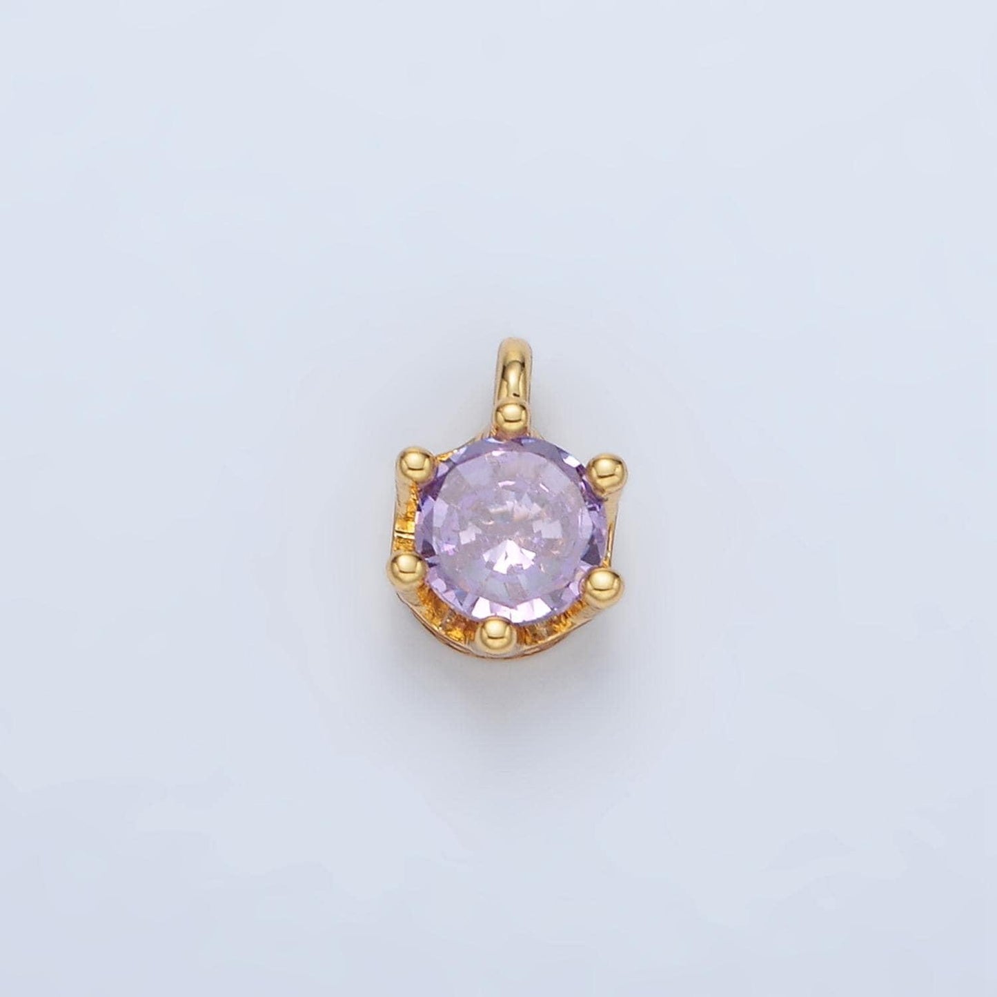 Gold filled light cz colors mini round charm | ac132-ac-135