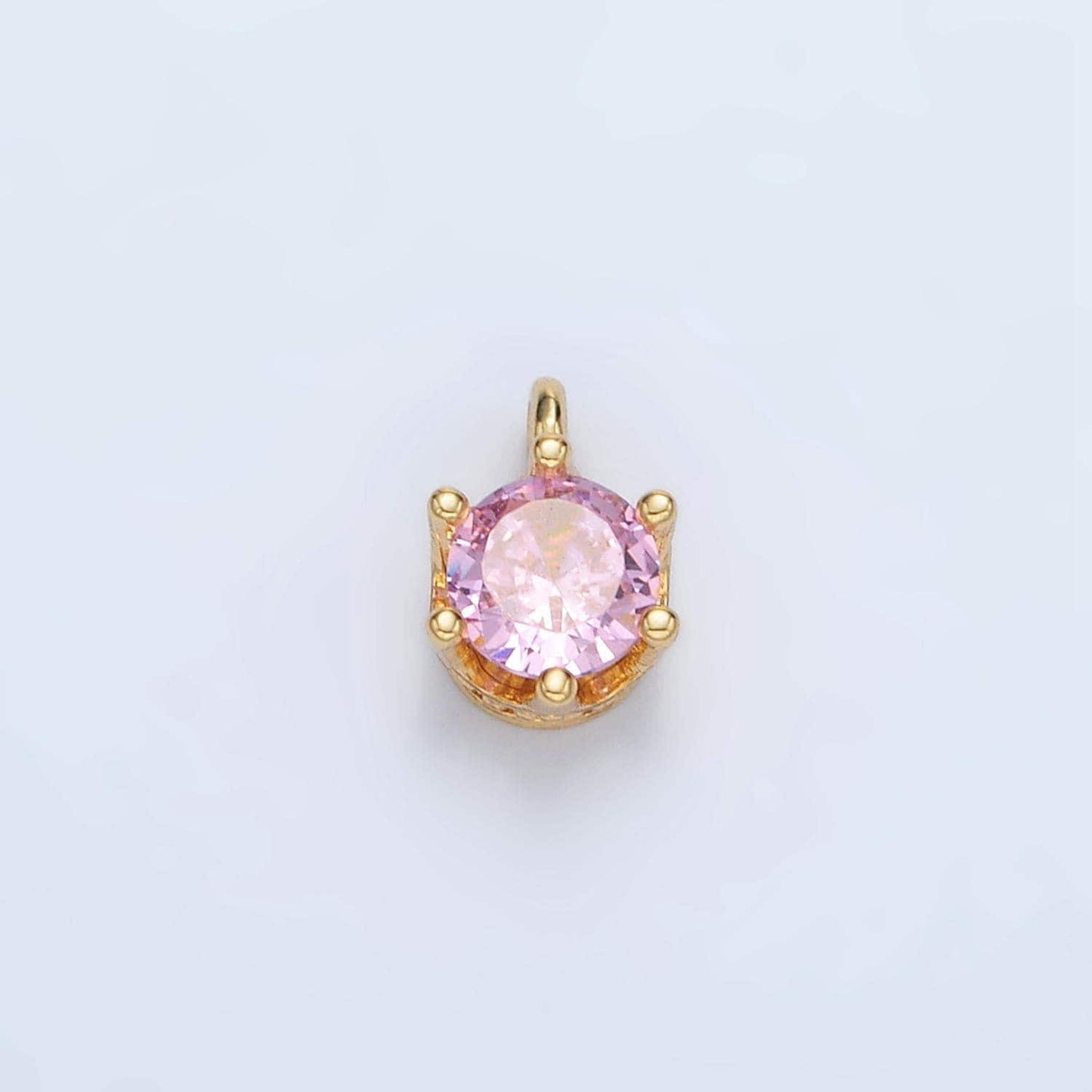 Gold filled light cz colors mini round charm | ac132-ac-135