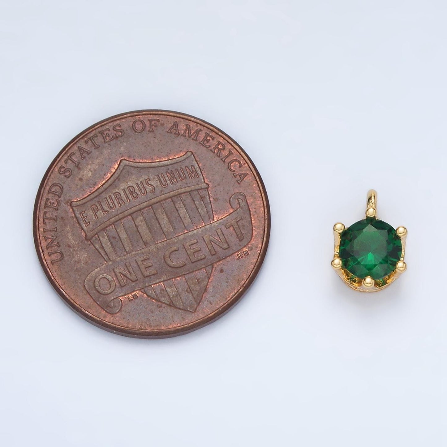 Gold filled light cz colors mini round charm | ac132-ac-135