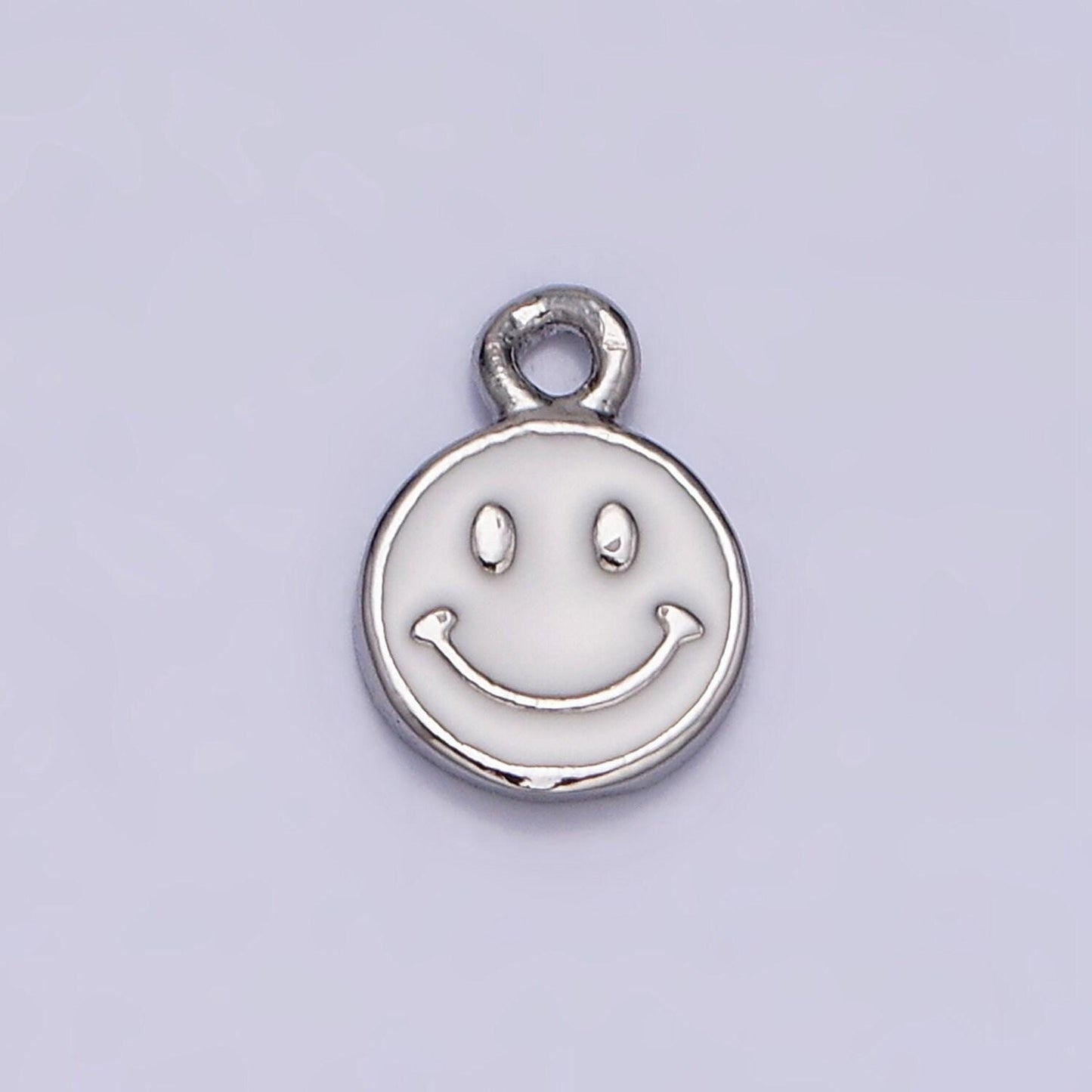 Mini white enamel gold filled happy face charms emoticon pendant ac1332