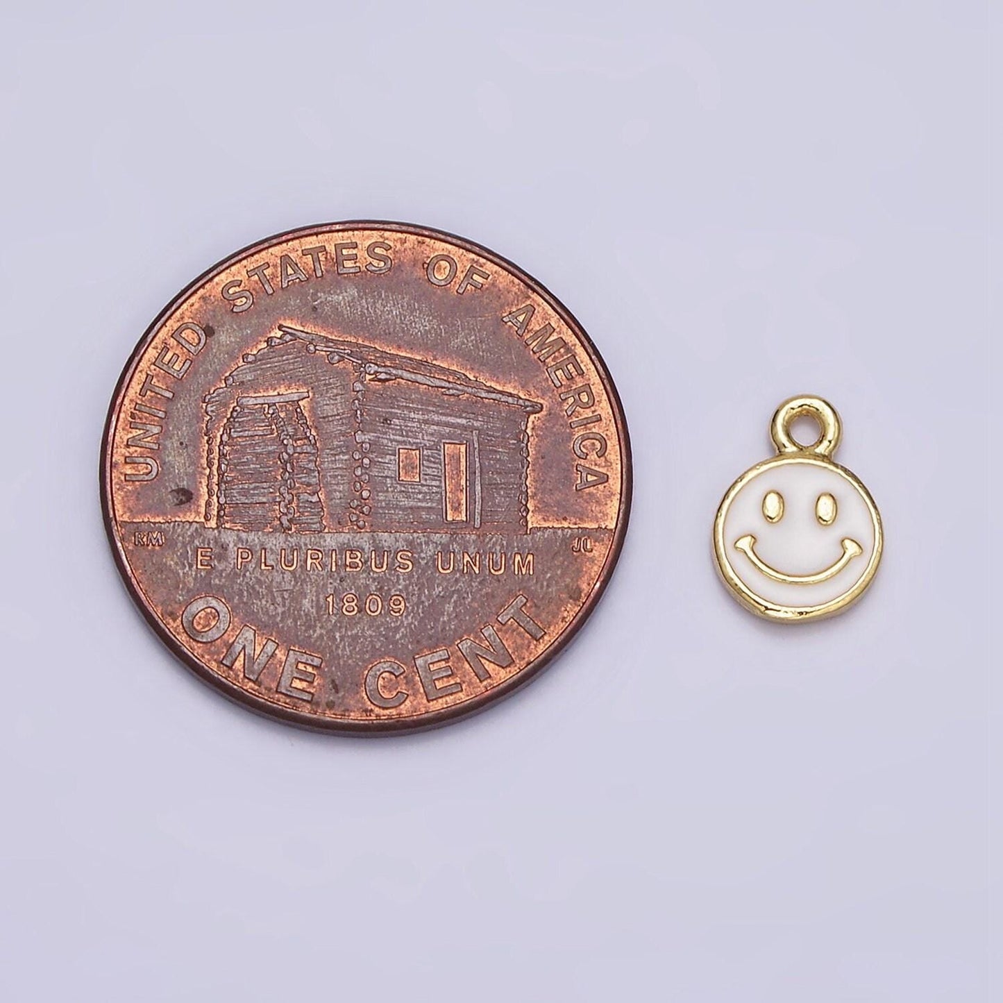 Mini white enamel gold filled happy face charms emoticon pendant ac1332