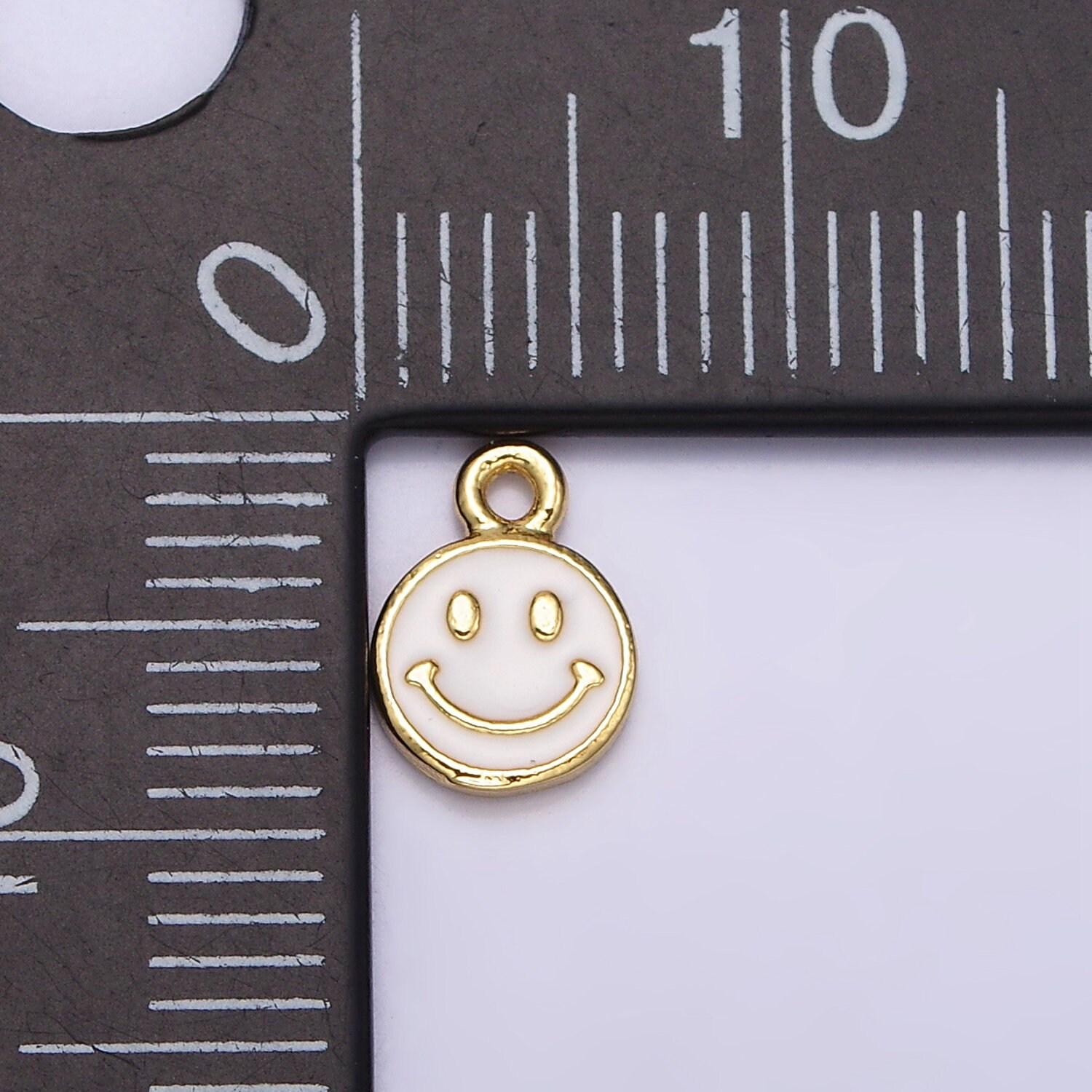 Mini white enamel gold filled happy face charms emoticon pendant ac1332
