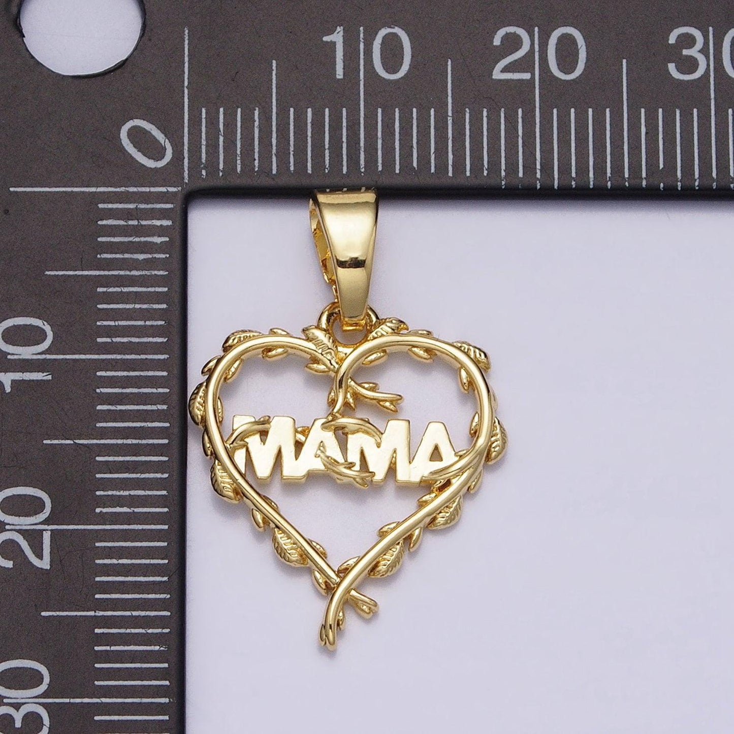 Dainty heart mama charm 16k gold filled mothers day gift vine heart pendant for bracelet necklace component diy jewelry making supply ac1328