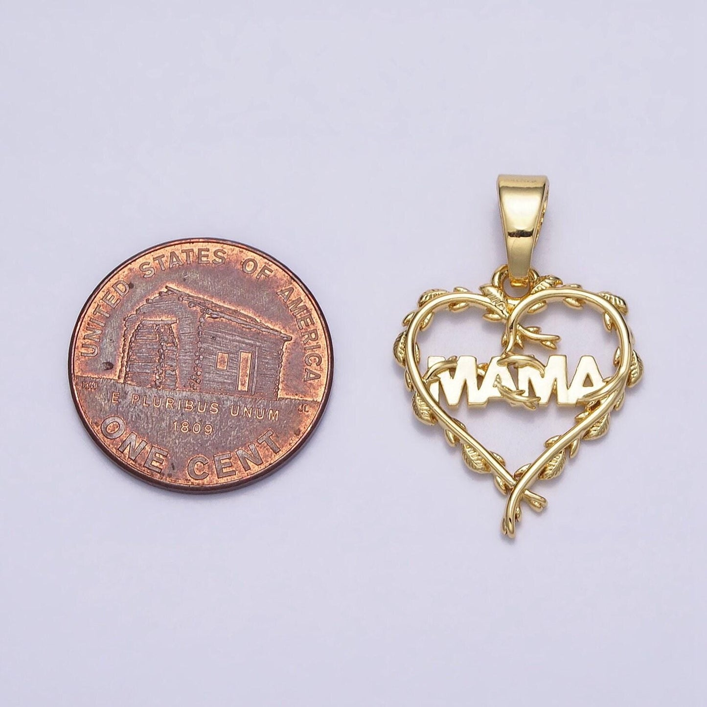 Dainty heart mama charm 16k gold filled mothers day gift vine heart pendant for bracelet necklace component diy jewelry making supply ac1328