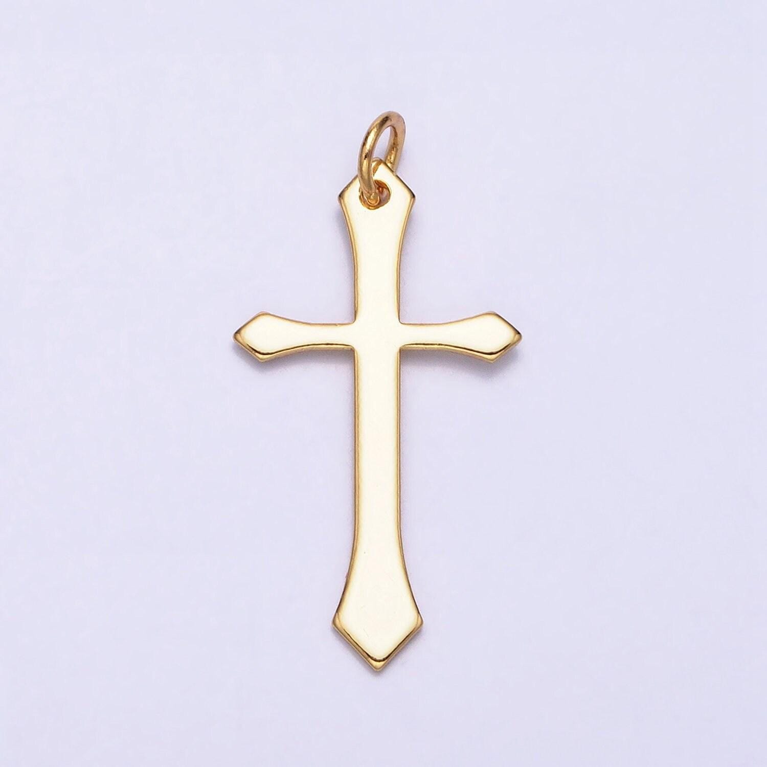 Dainty 16k gold filled cross pendant for rosary religious necklace earring supply ac1327