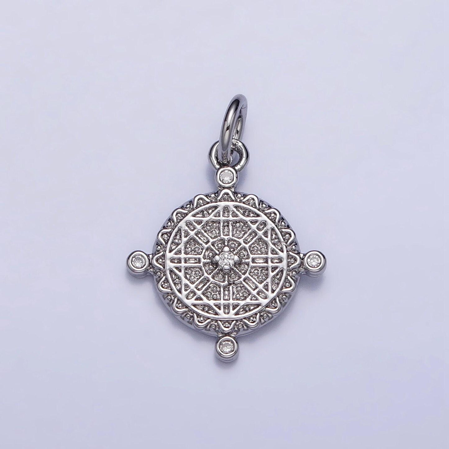 1pc 18k gold filled micro pave cz compass sign pendant charm, dainty pendant charm, travel pendant, for diy jewelry making